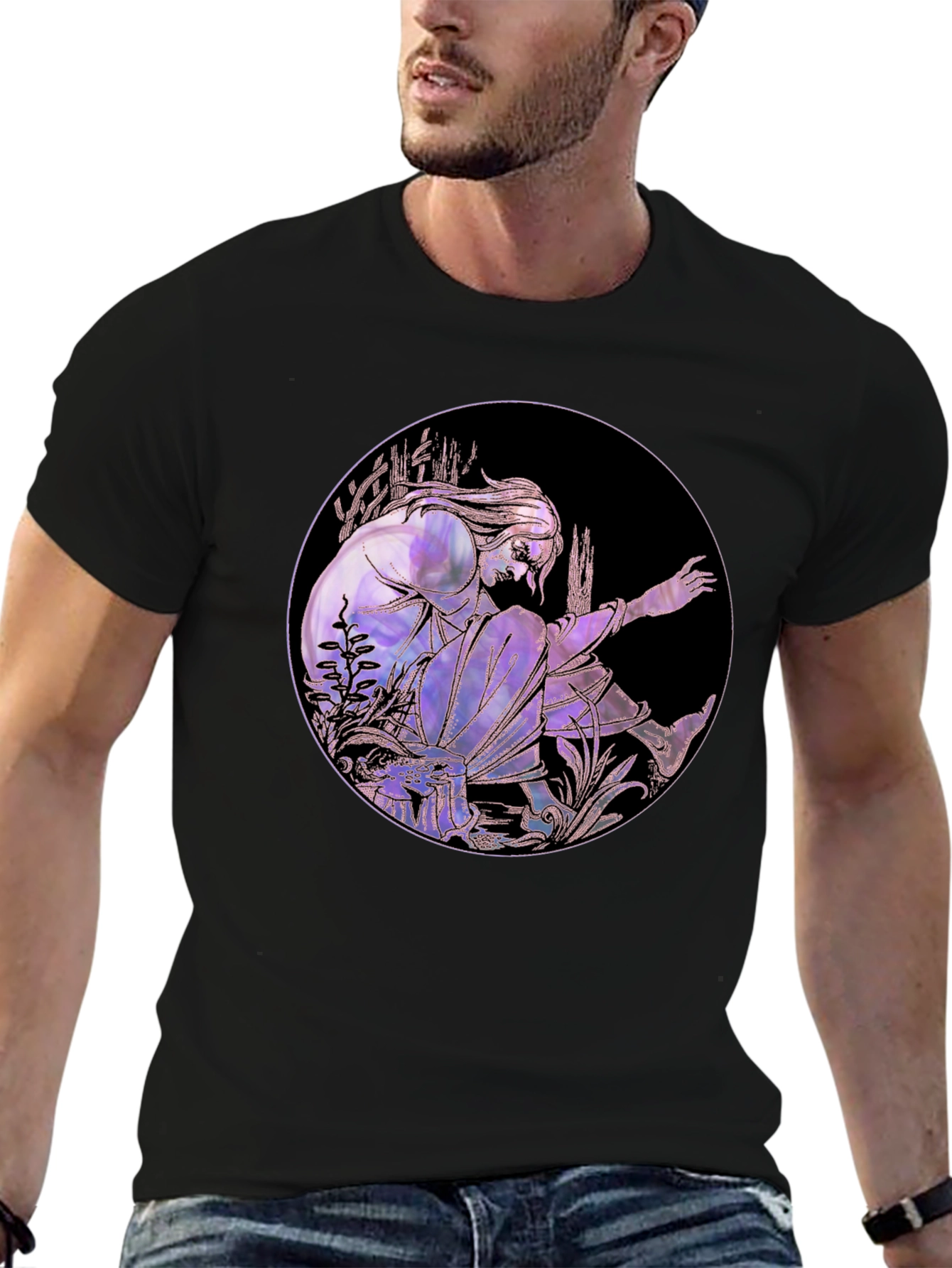 Artistic Graphic Tee - Stylish Black Cotton Blend