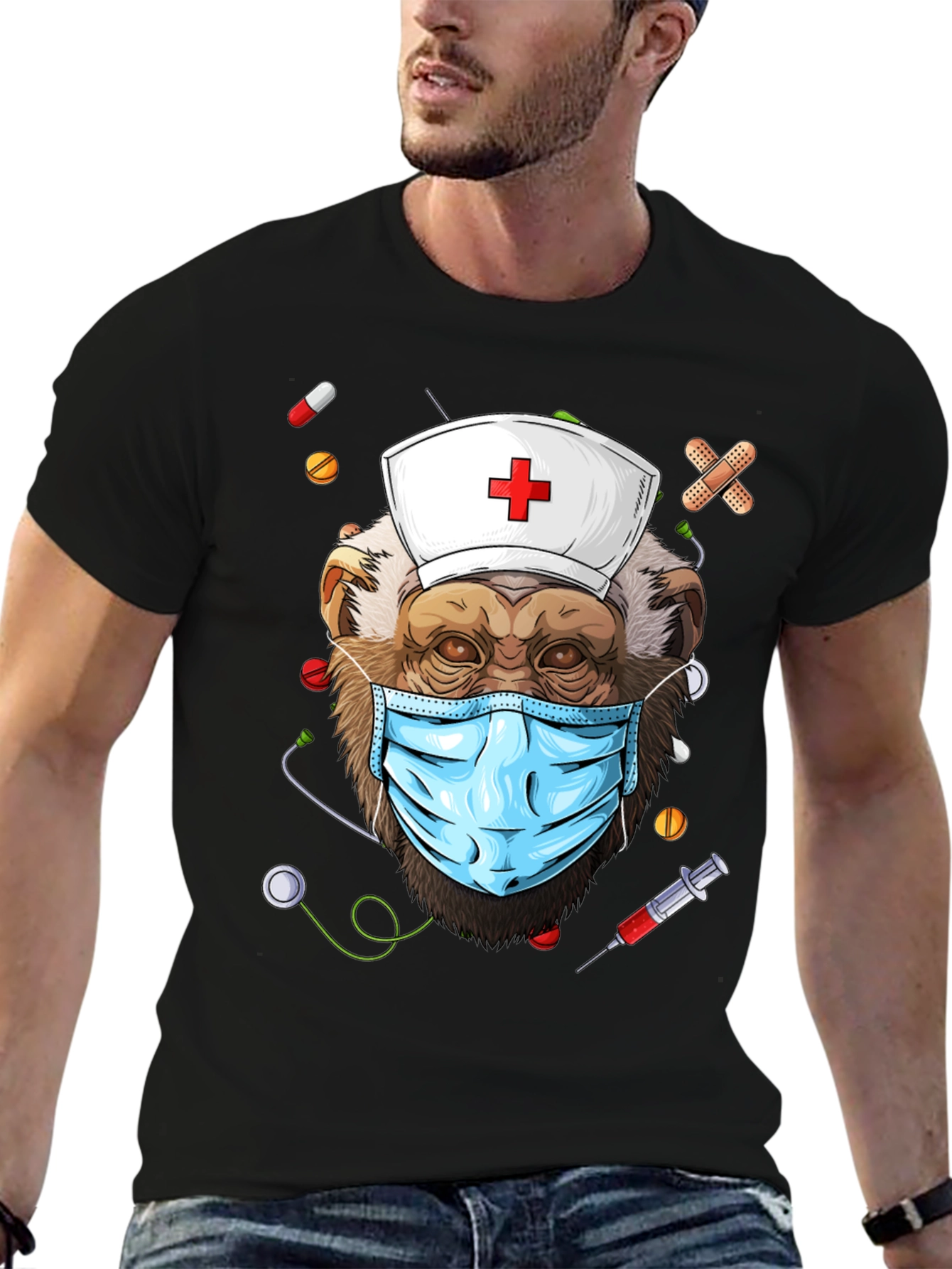 Nurse Monkey Graphic T-Shirt - Unique & Fun Design!