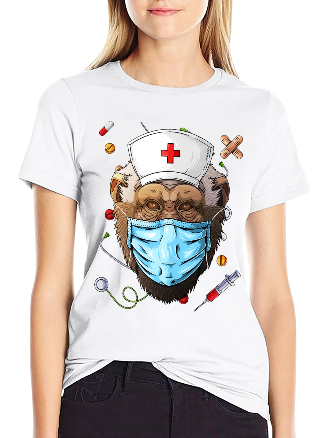 Nurse Monkey Graphic T-Shirt - Unique & Fun Design!