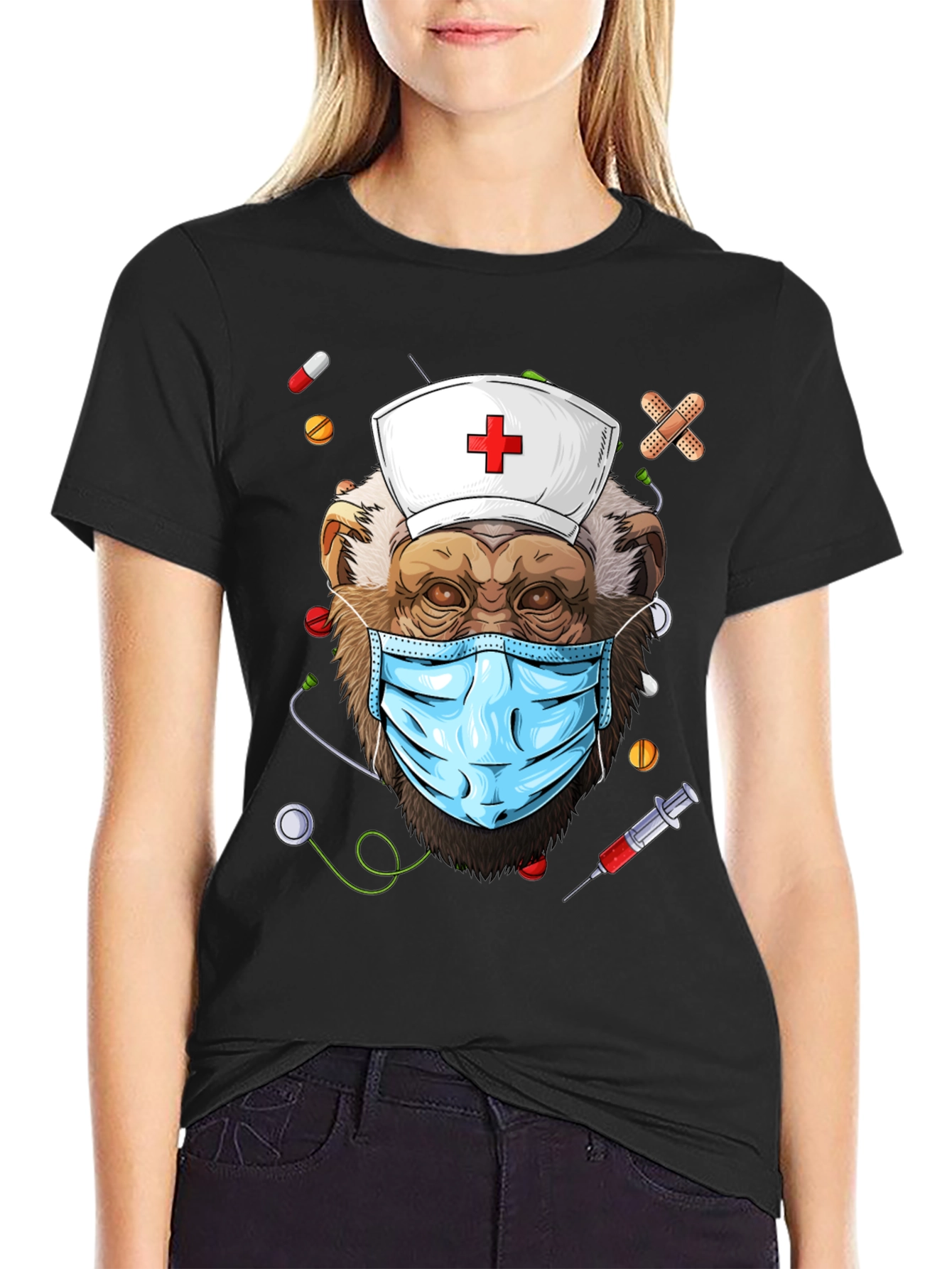Nurse Monkey Graphic T-Shirt - Unique & Fun Design!