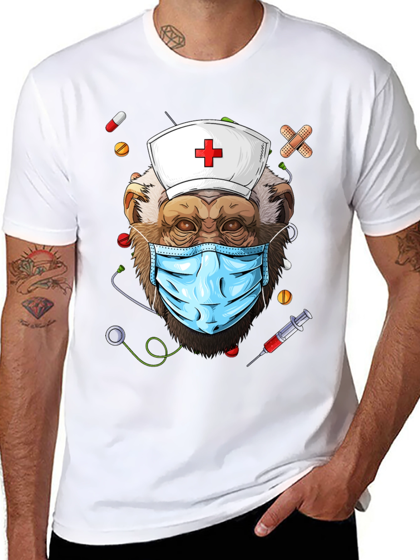 Nurse Monkey Graphic T-Shirt - Unique & Fun Design!