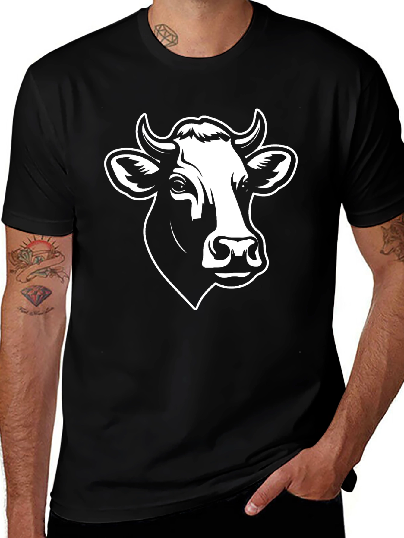 Cow Head Graphic Tee - Black