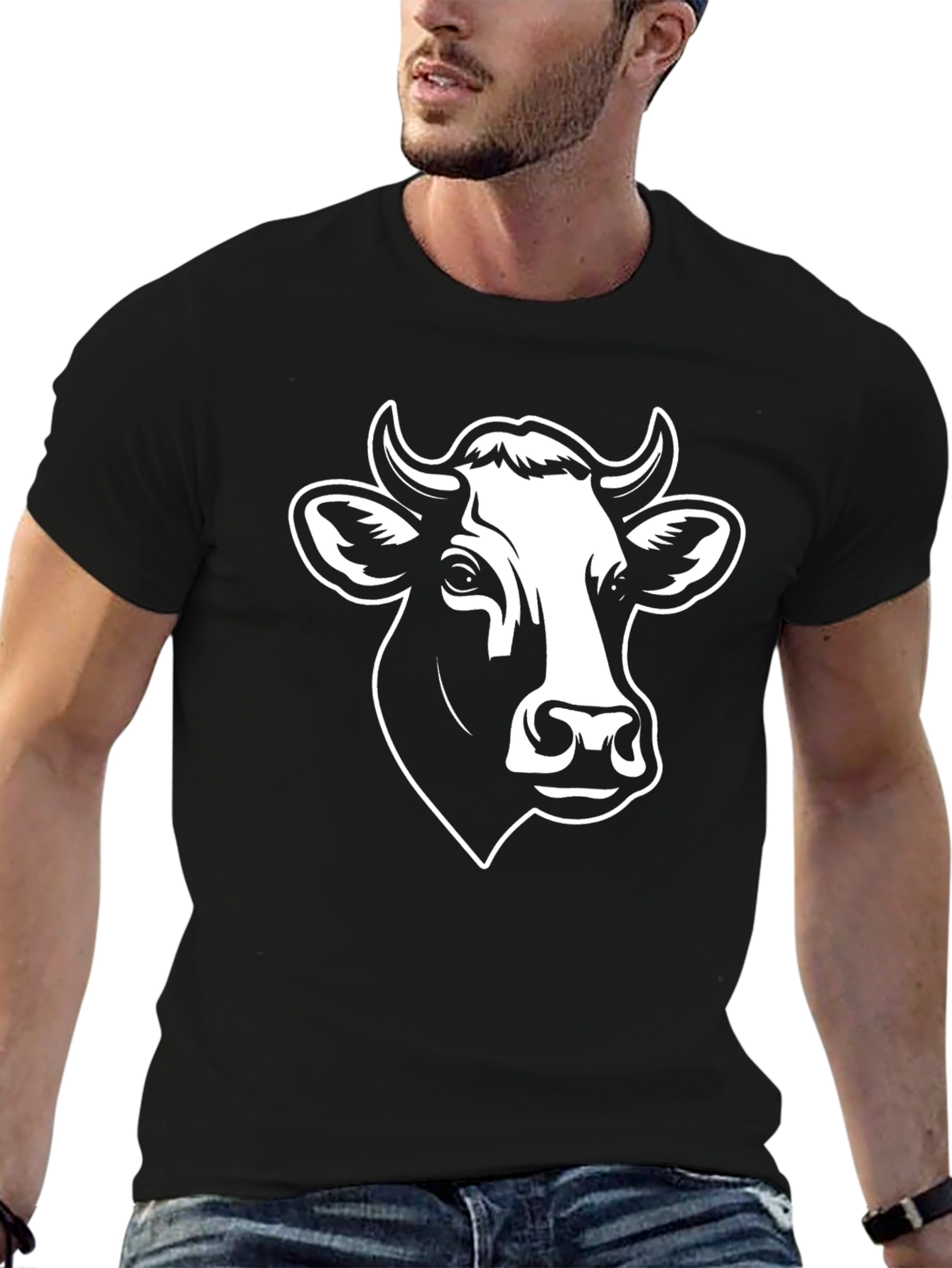 Cow Head Graphic Tee - Black