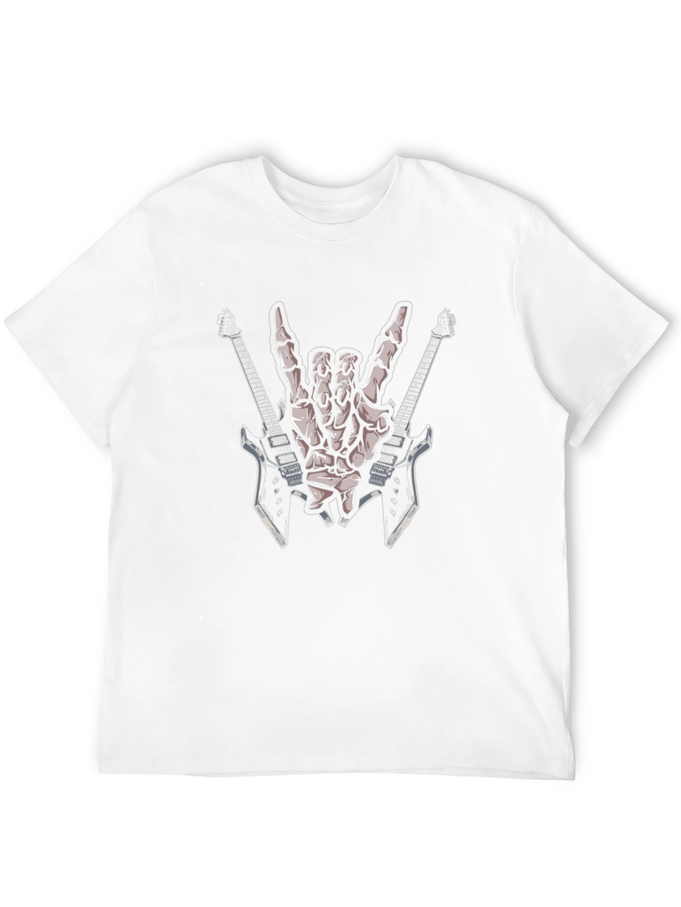 Rock On Skeleton Hand & Guitar Black T-Shirt
