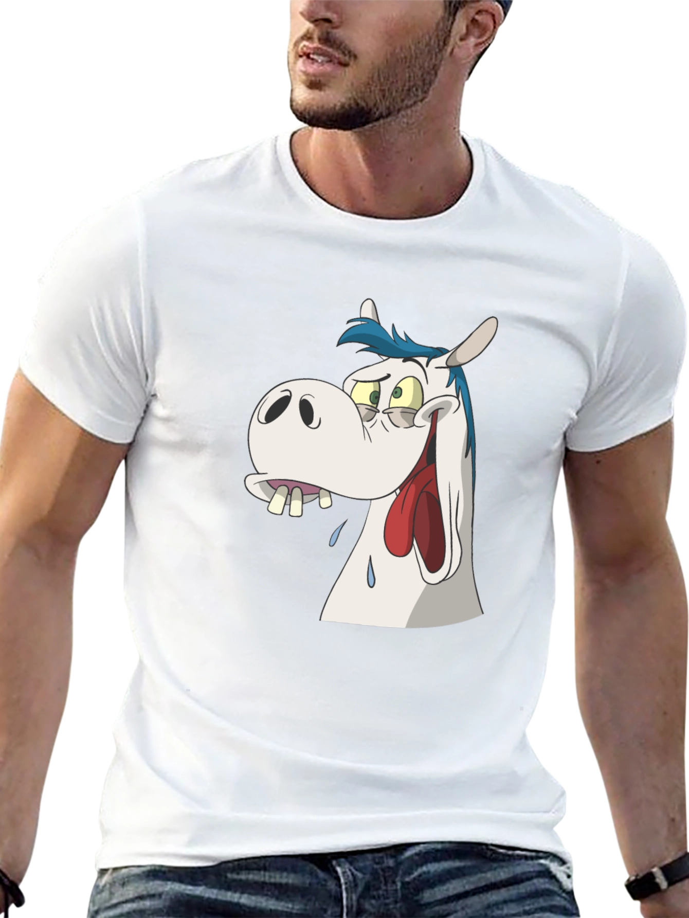Cartoon Horse Graphic Tee - Black Unisex T-Shirt