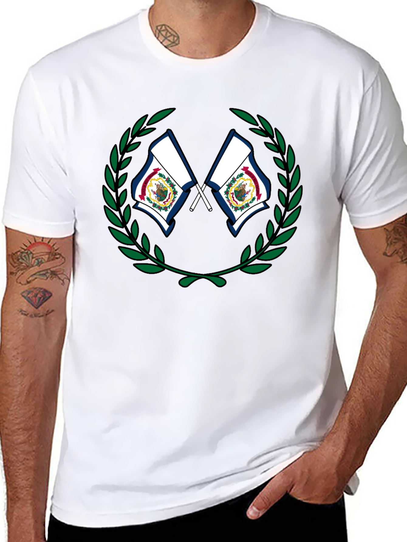 West Virginia Flag Wreath Graphic T-Shirt