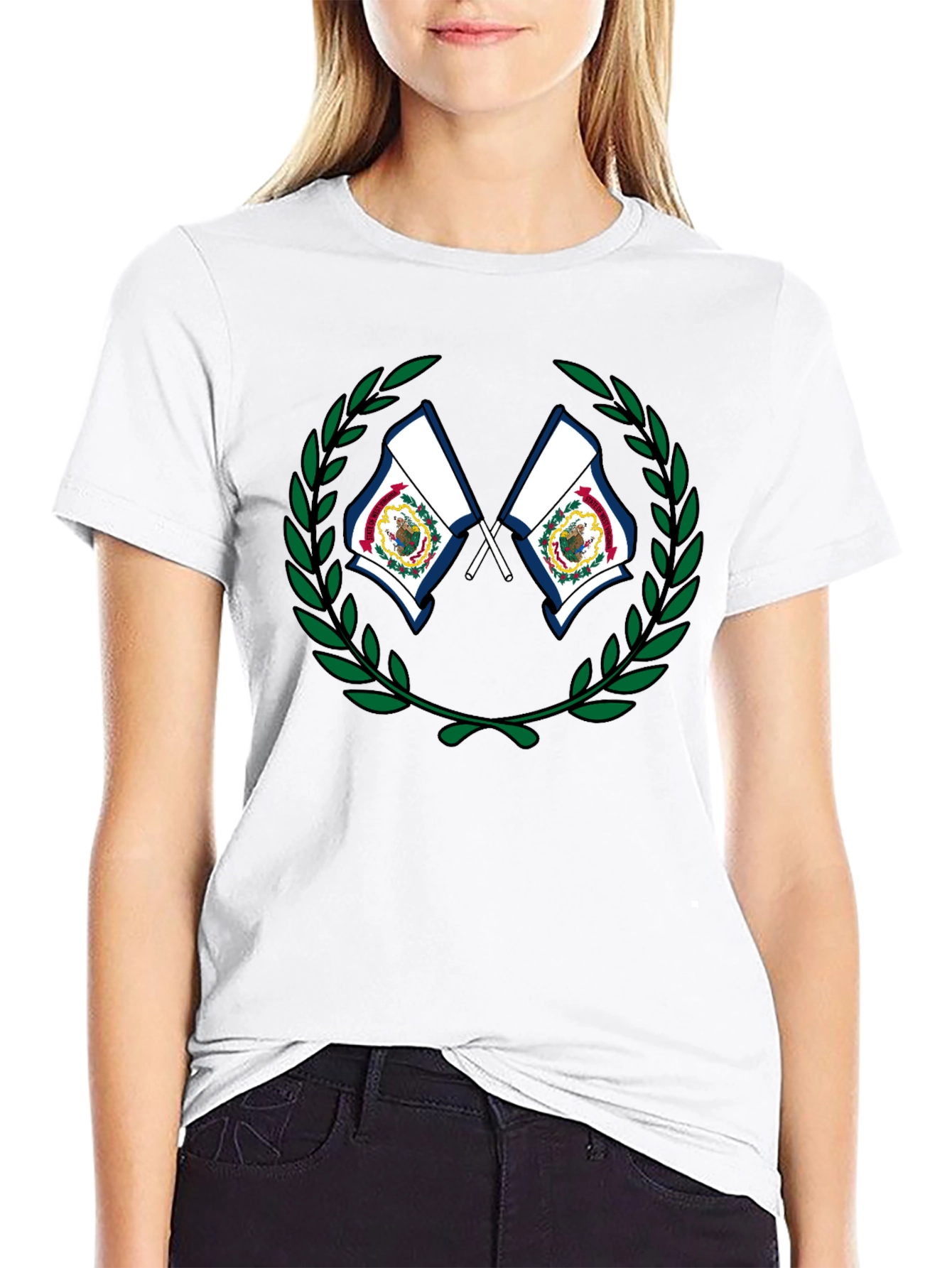 West Virginia Flag Wreath Graphic T-Shirt