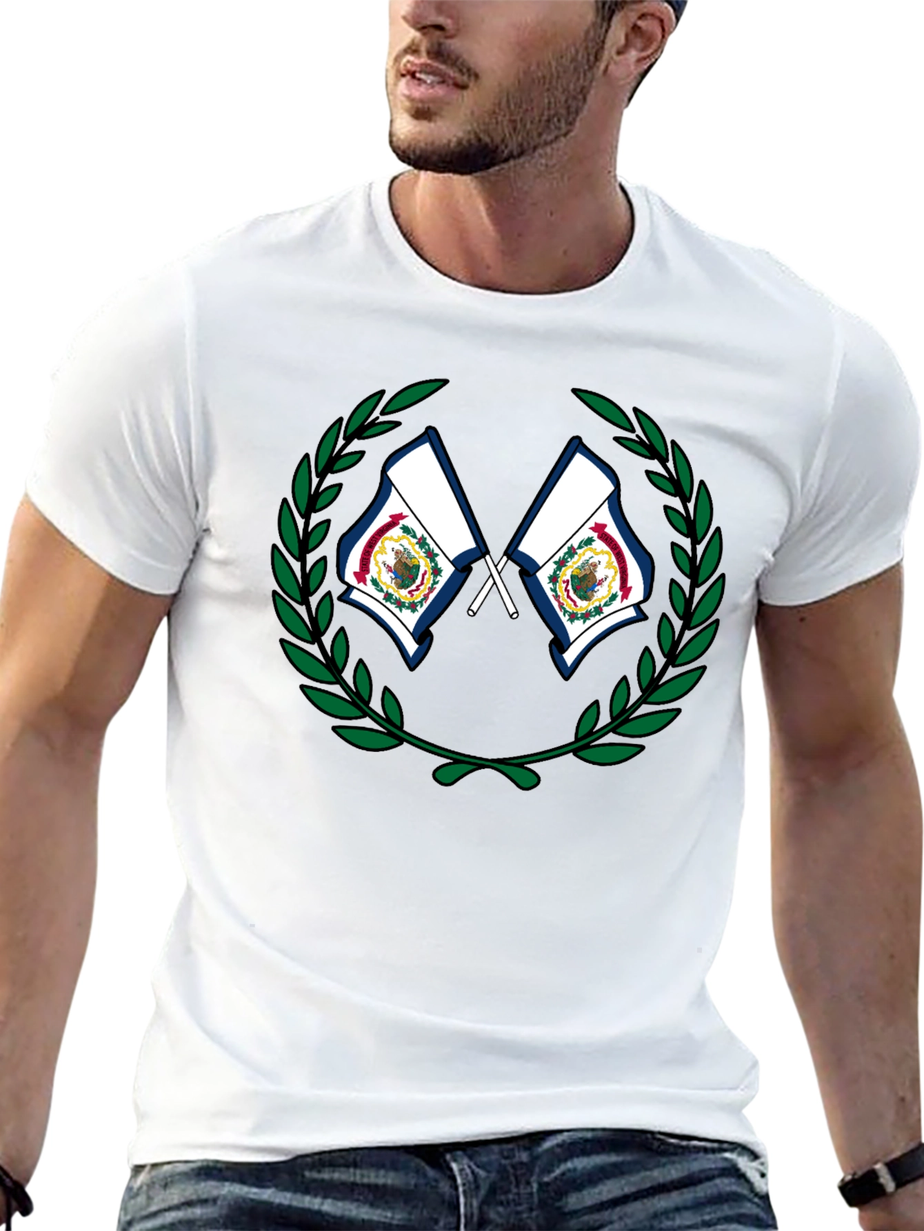 West Virginia Flag Wreath Graphic T-Shirt