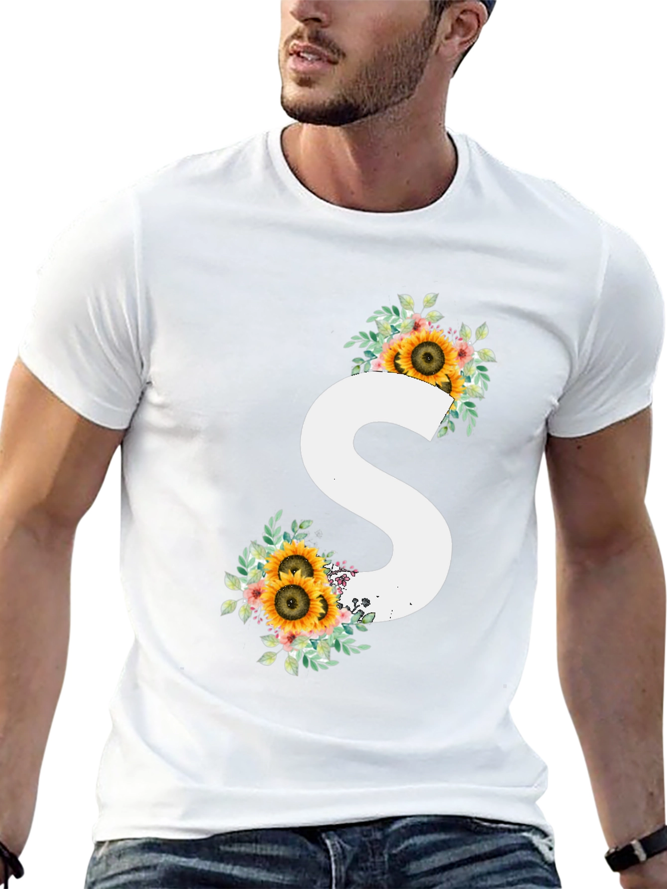 Sunflower Initial S Black T-Shirt