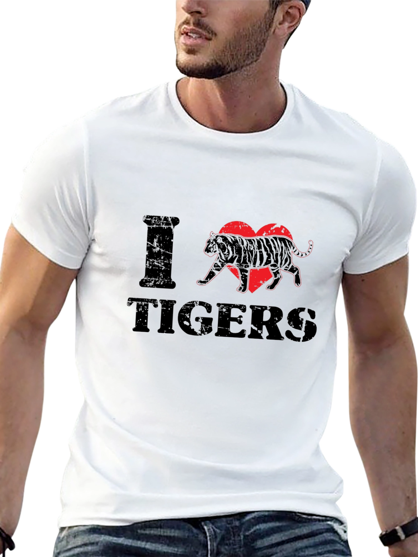 I Love Tigers Graphic Print T-Shirt