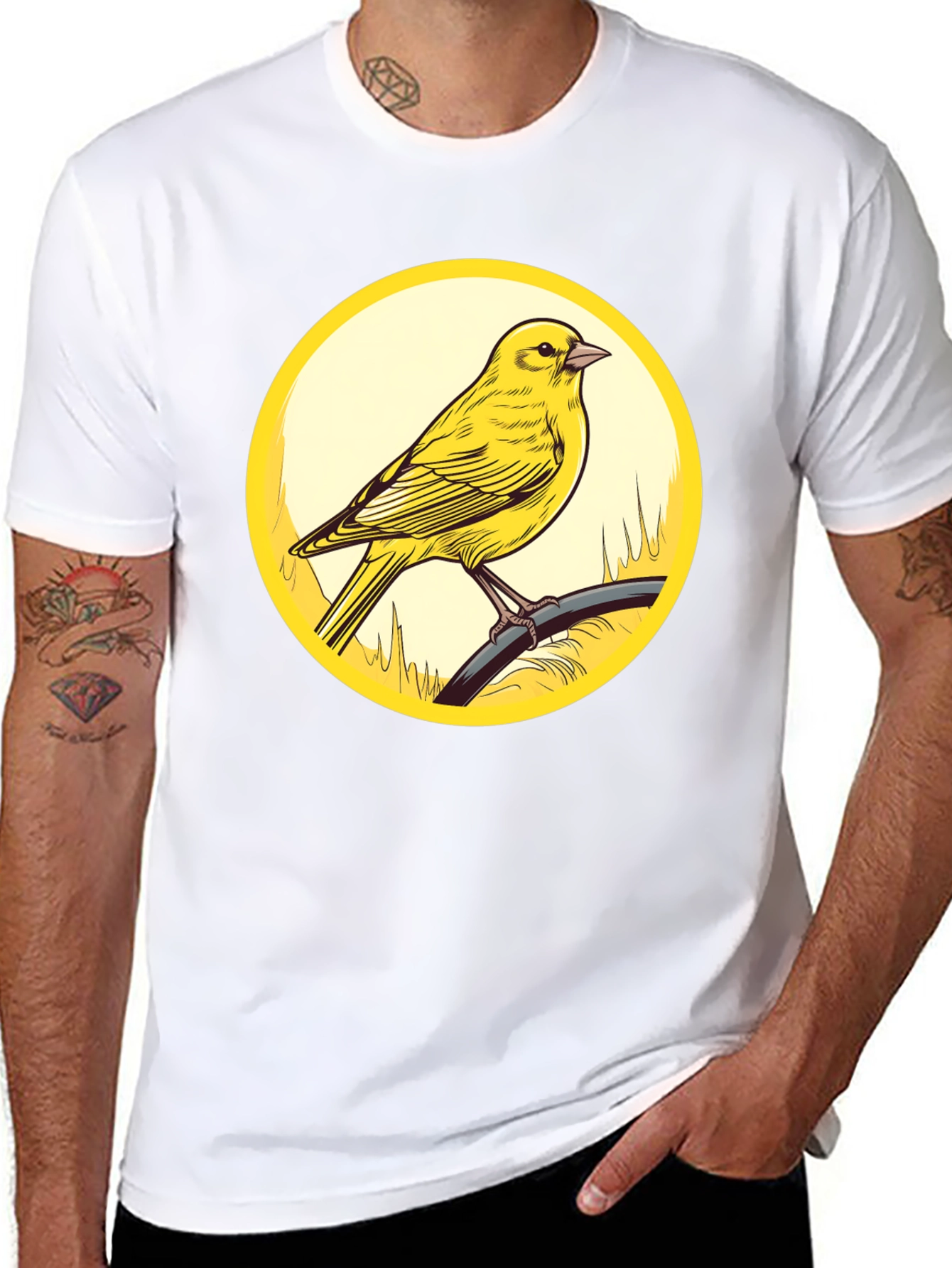 Canary Bird Graphic T-Shirt - Black