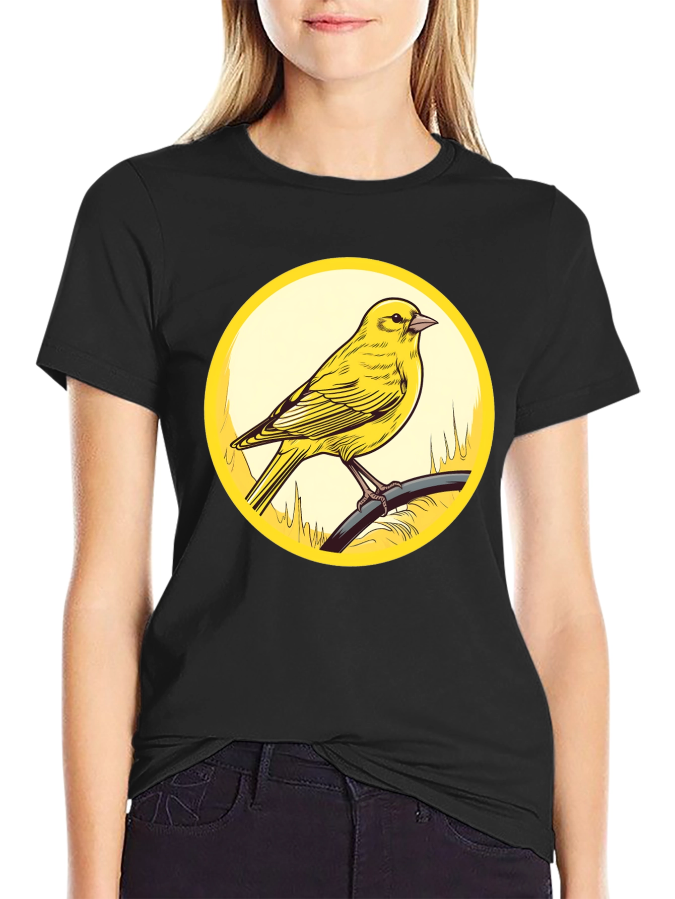 Canary Bird Graphic T-Shirt - Black