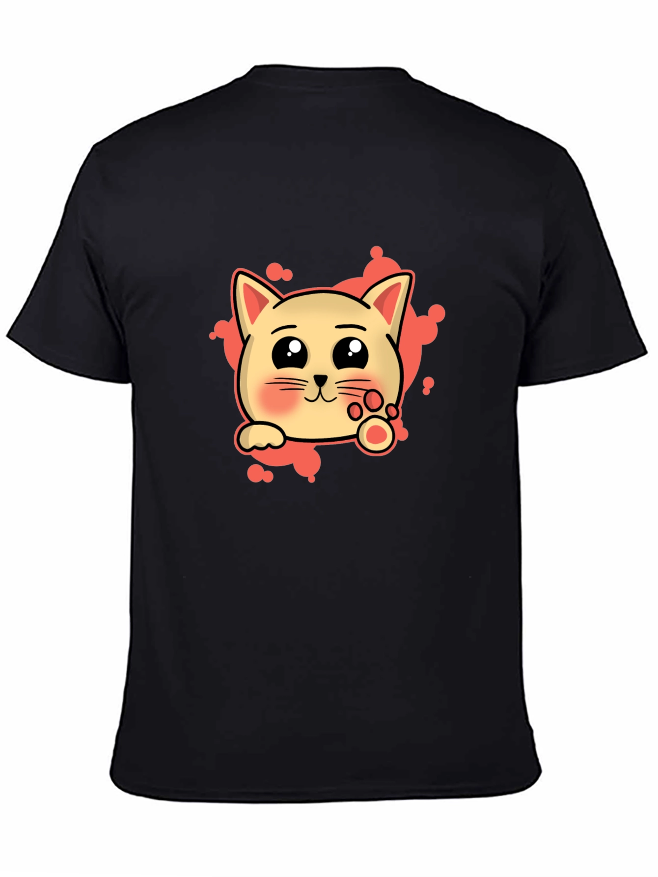 Cute Cat Cartoon Graphic Tee - Black T-Shirt
