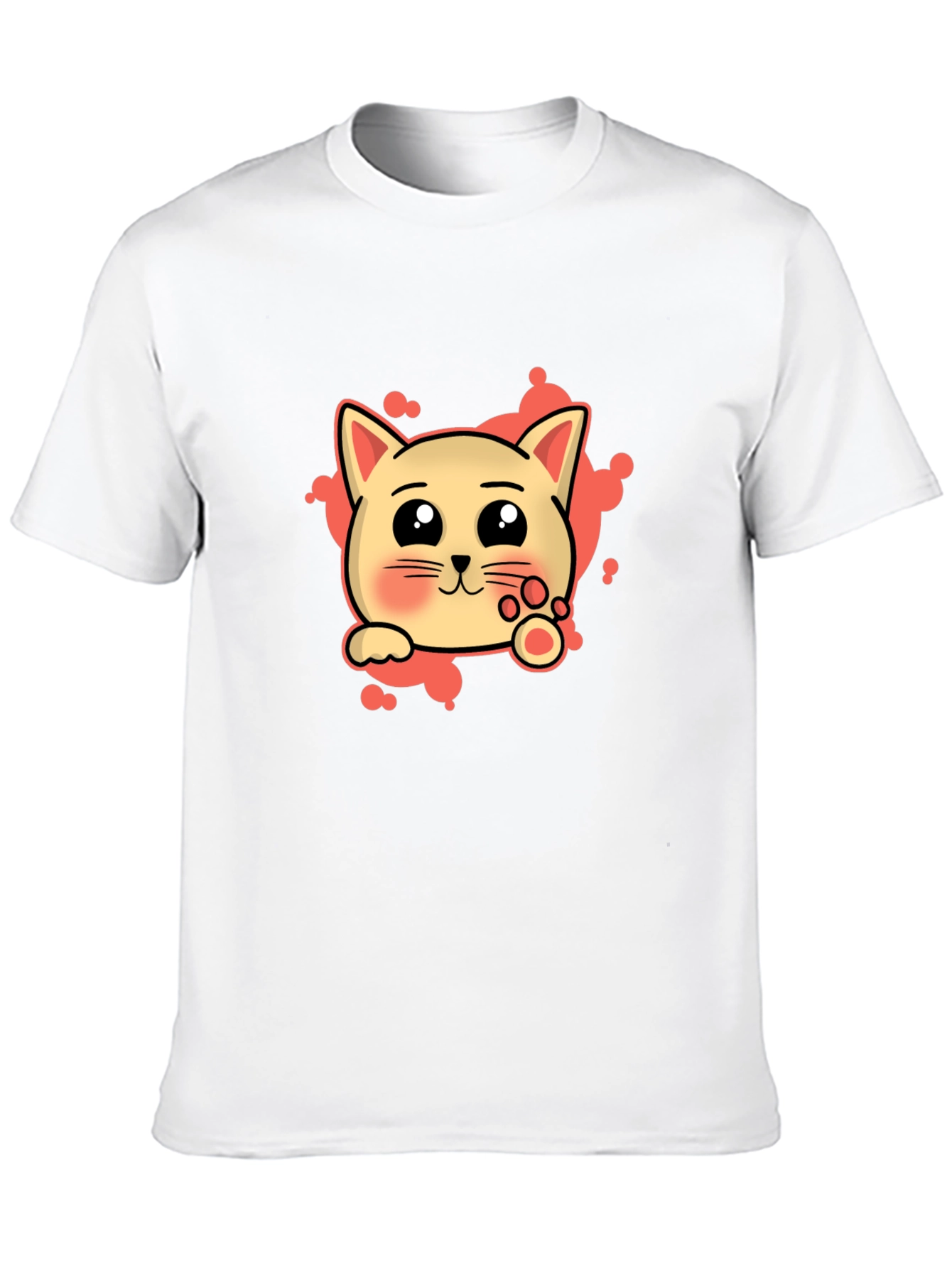 Cute Cat Cartoon Graphic Tee - Black T-Shirt