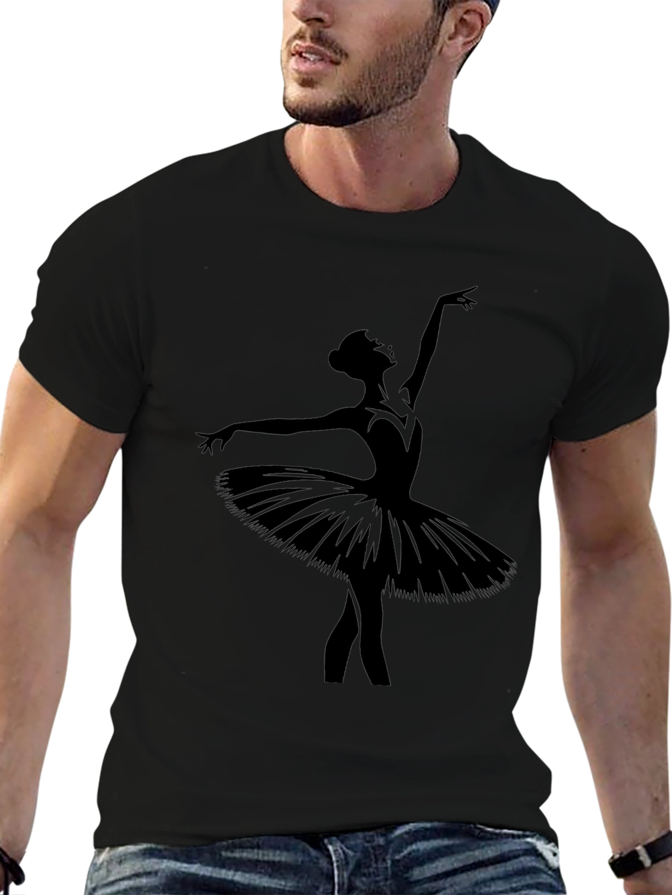 Ballerina Silhouette Graphic T-Shirt - Black