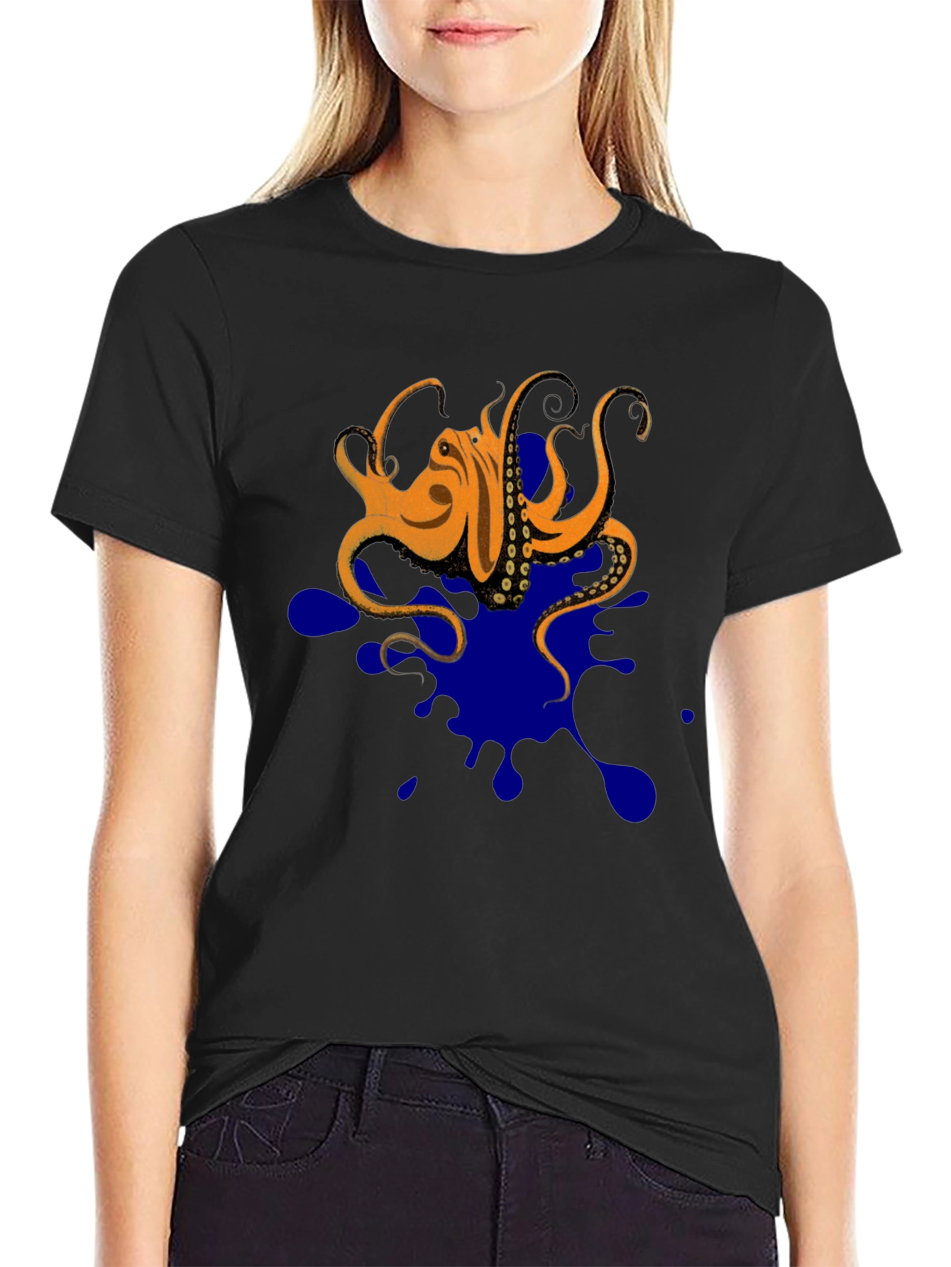 Octopus Ink Splatter T-Shirt - Unique Graphic Tee