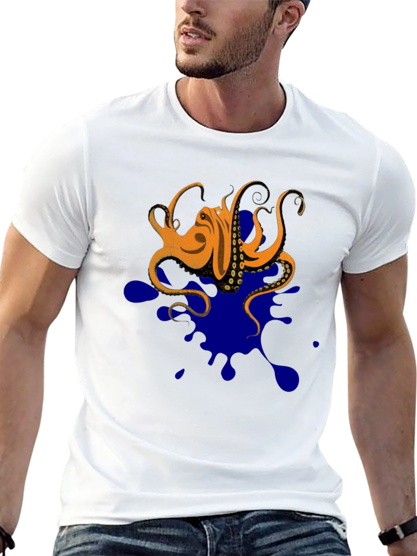 Octopus Ink Splatter T-Shirt - Unique Graphic Tee