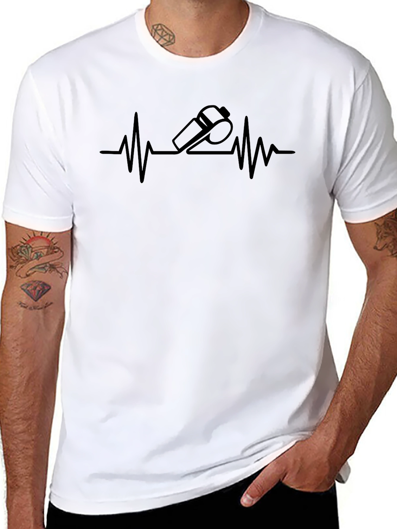 Heartbeat Whistle Graphic Tee - Black