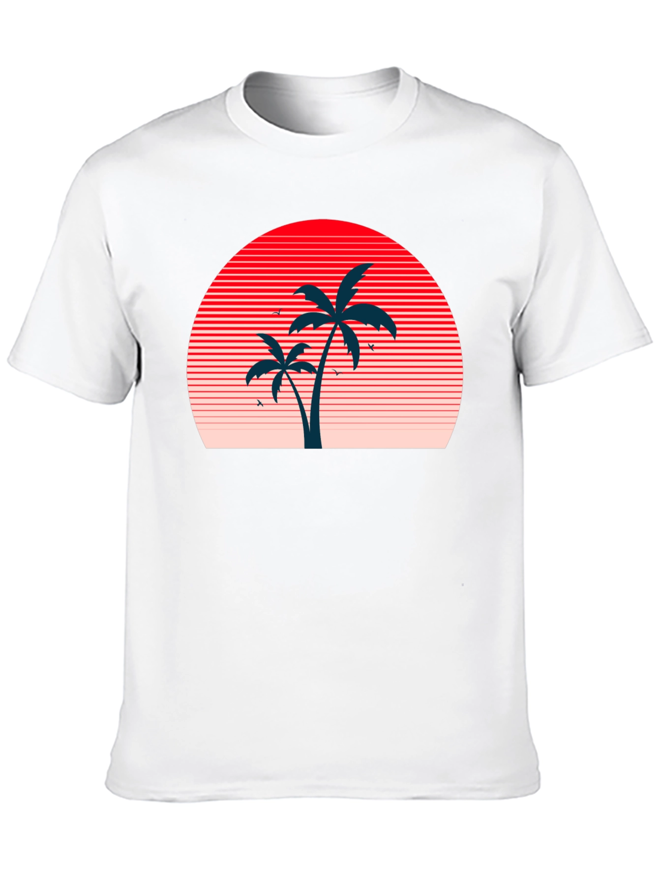 Retro Sunset Palm Tree Graphic Tee - Black