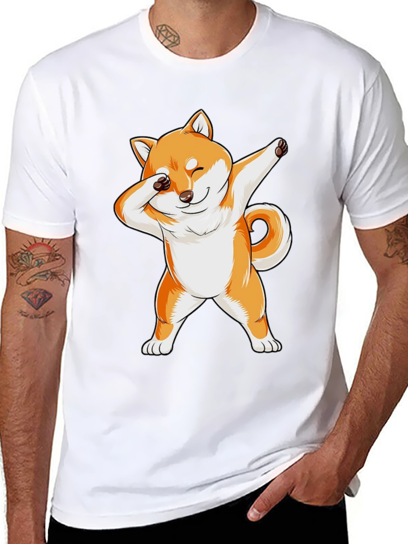 Dabbing Shiba Inu Graphic Tee - Black