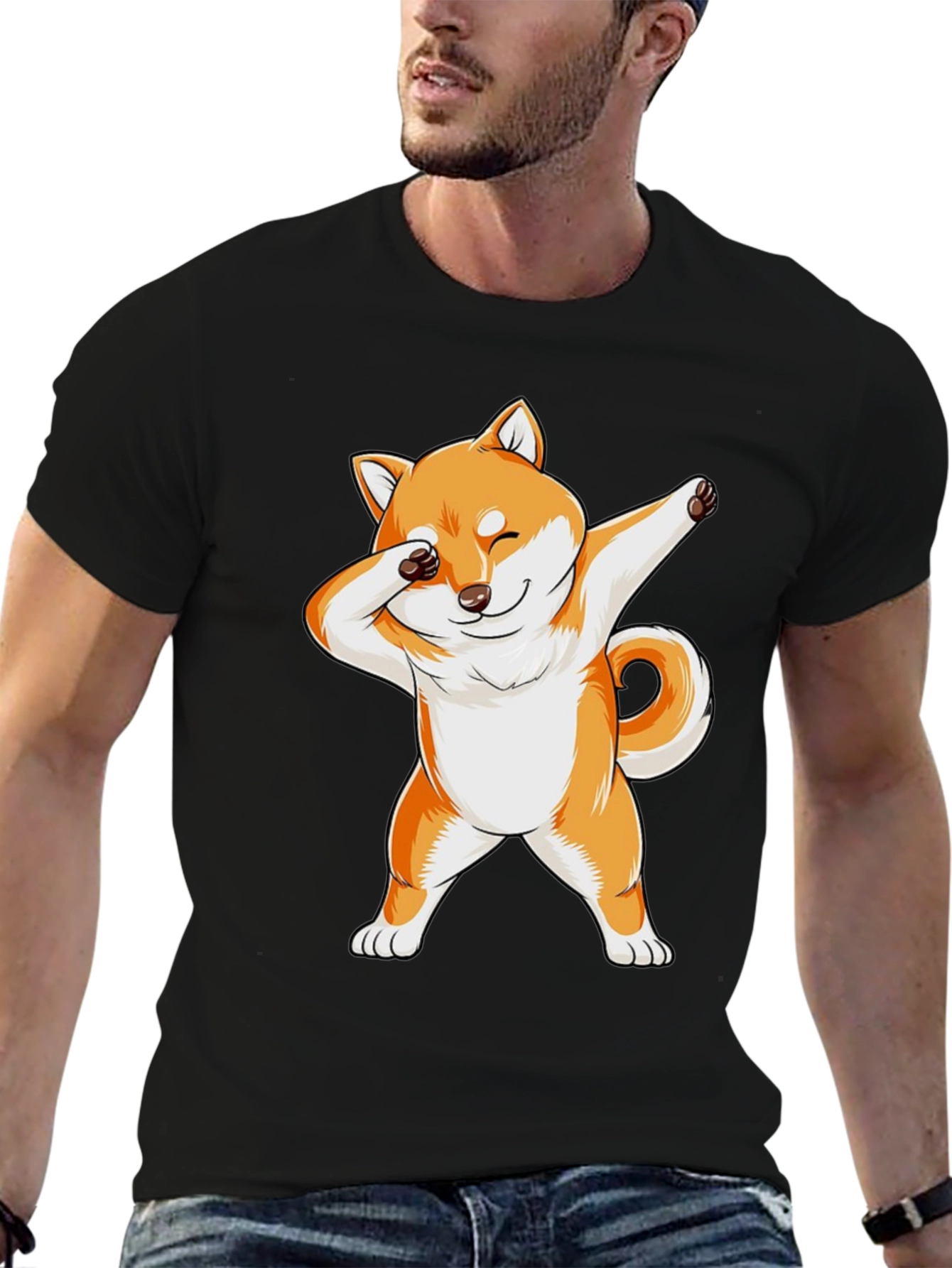 Dabbing Shiba Inu Graphic Tee - Black