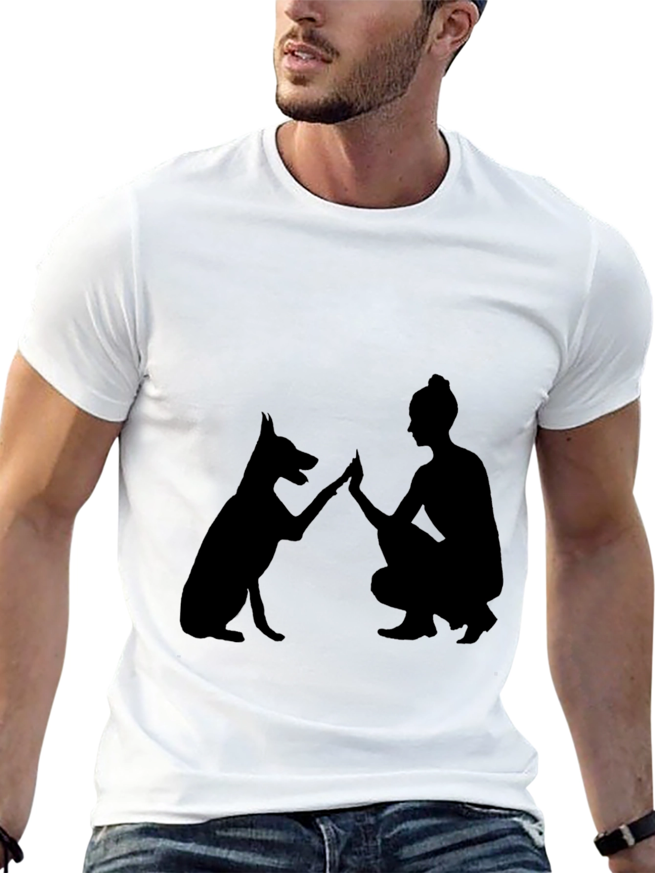 Dog & Owner High Five Black T-Shirt