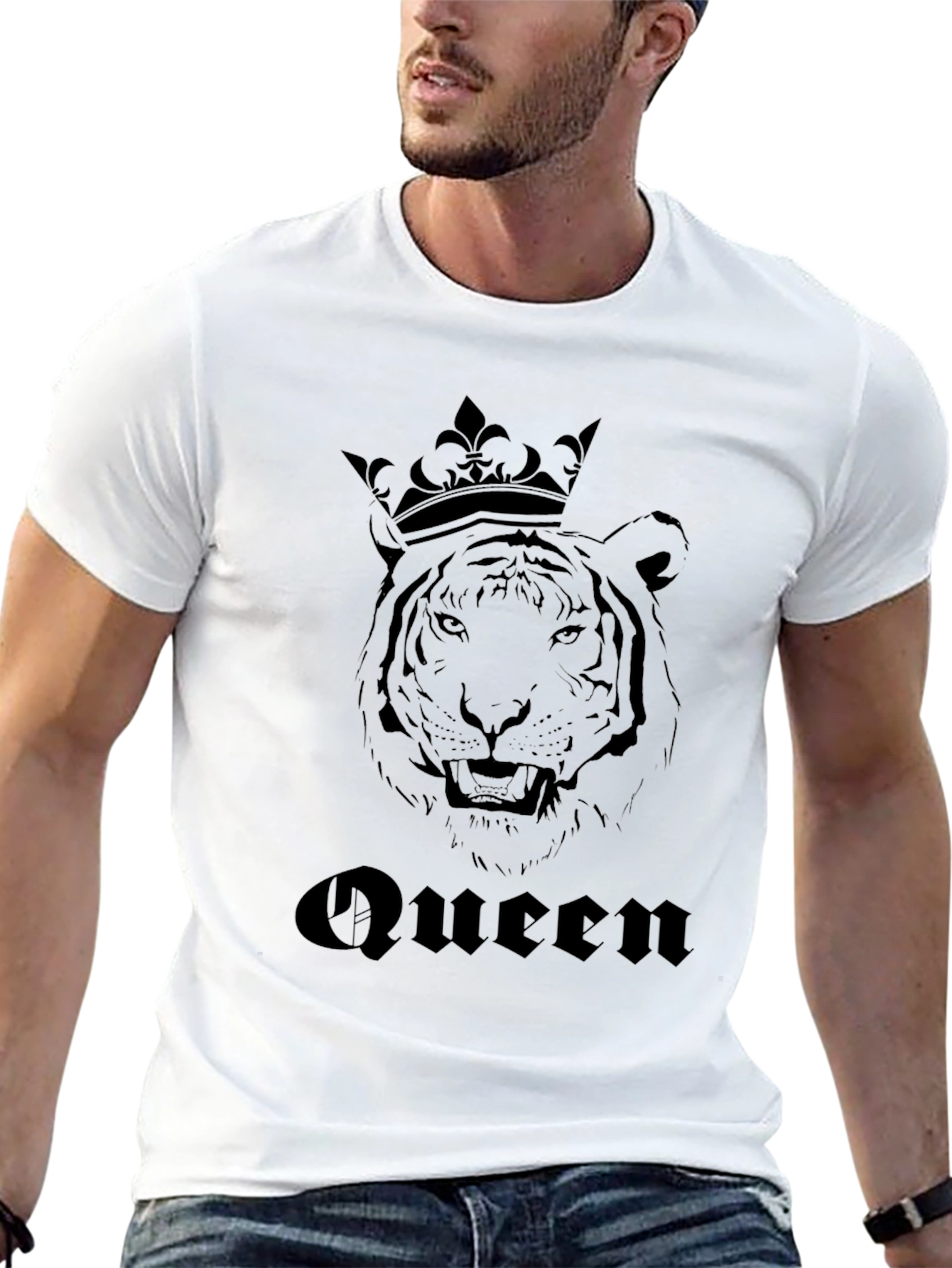 Queen Tiger Graphic Tee - Mens Black T-Shirt