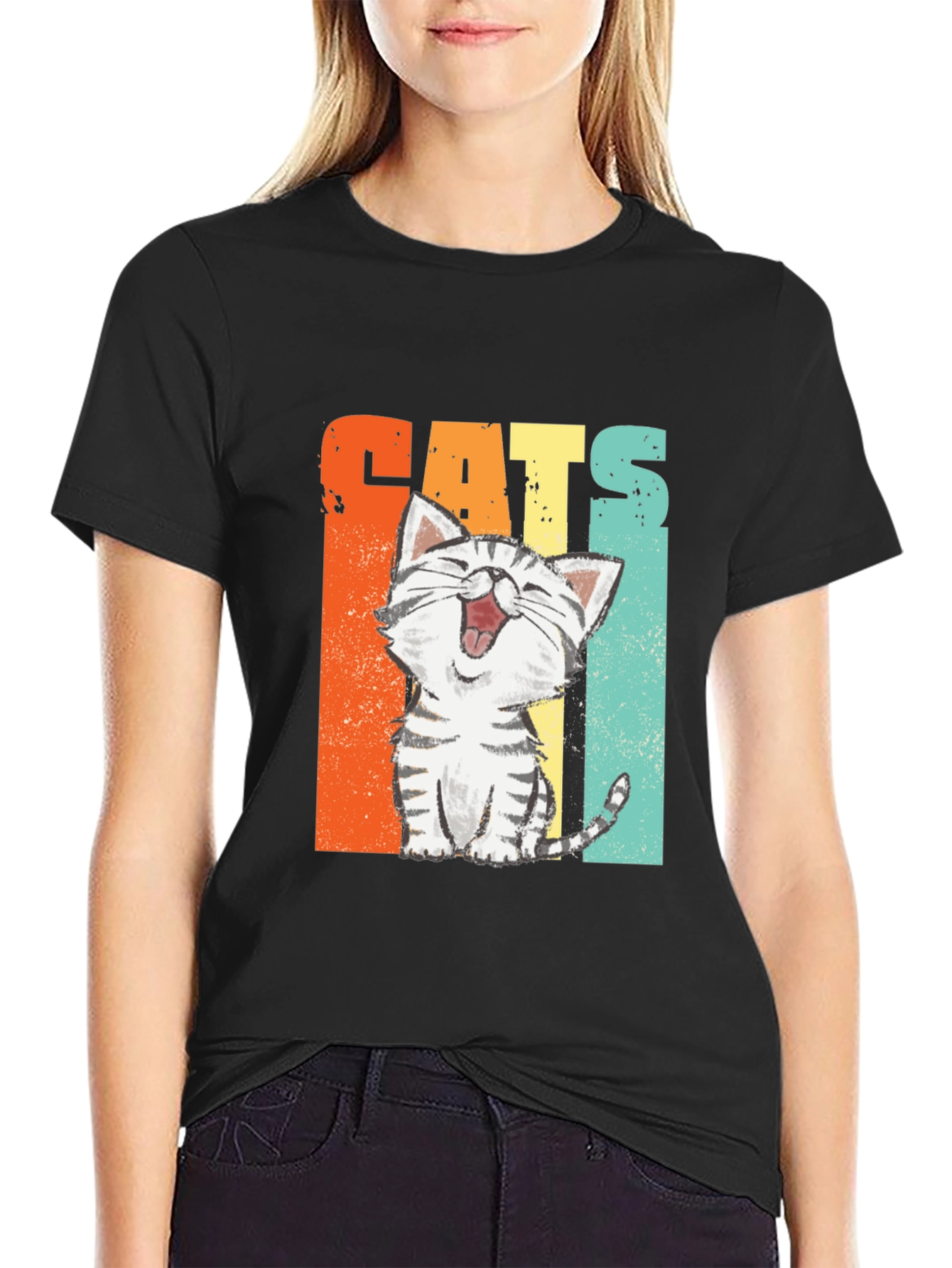 Funny Cats Graphic Tee - Retro Style Unisex T-Shirt