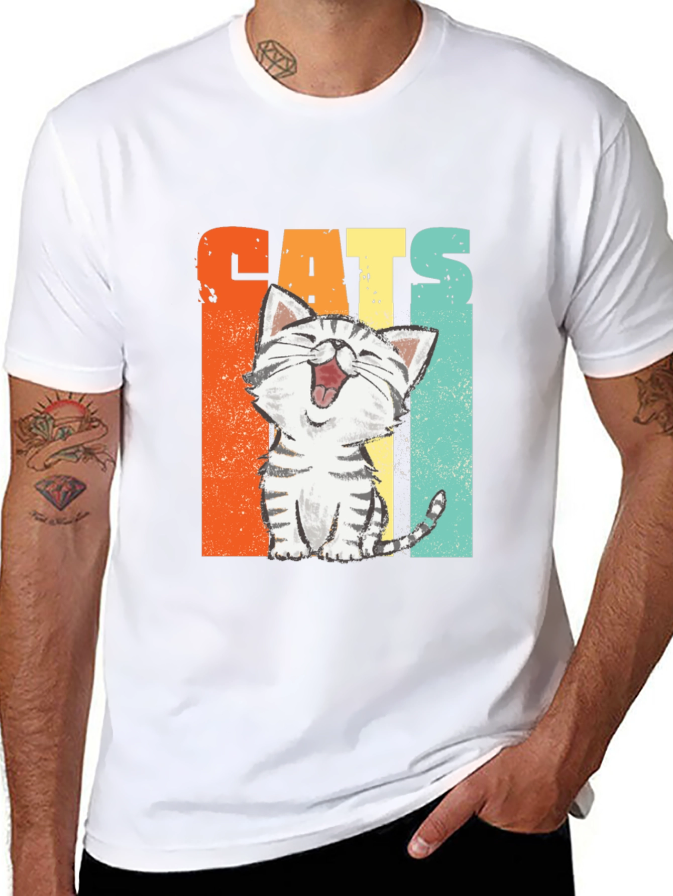 Funny Cats Graphic Tee - Retro Style Unisex T-Shirt
