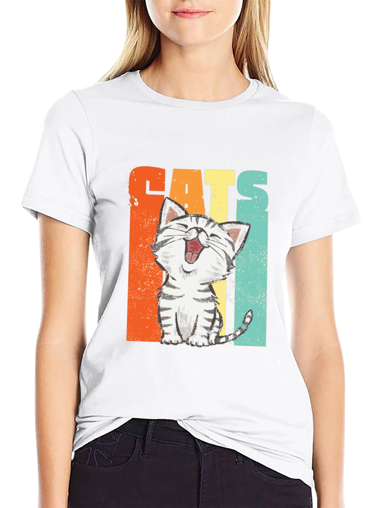 Funny Cats Graphic Tee - Retro Style Unisex T-Shirt