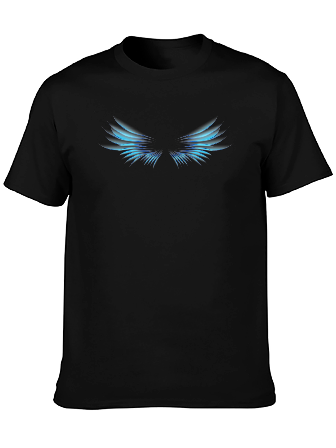 Cool Black T-Shirt with Blue Wings Design
