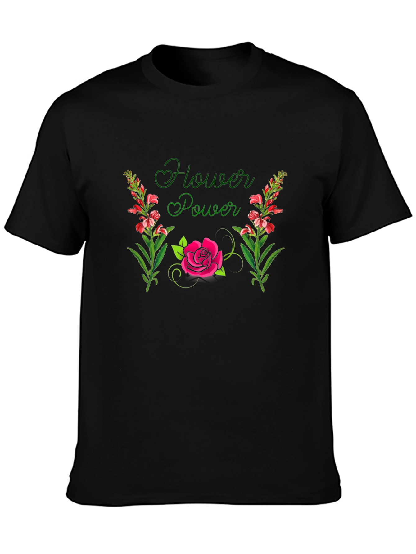 Flower Power Graphic Black T-Shirt