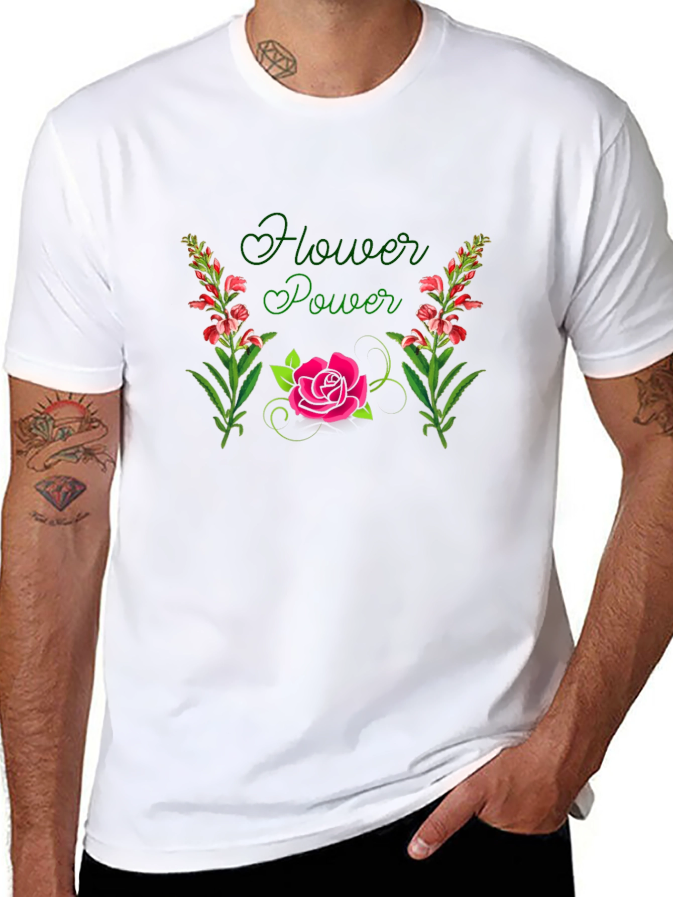 Flower Power Graphic Black T-Shirt