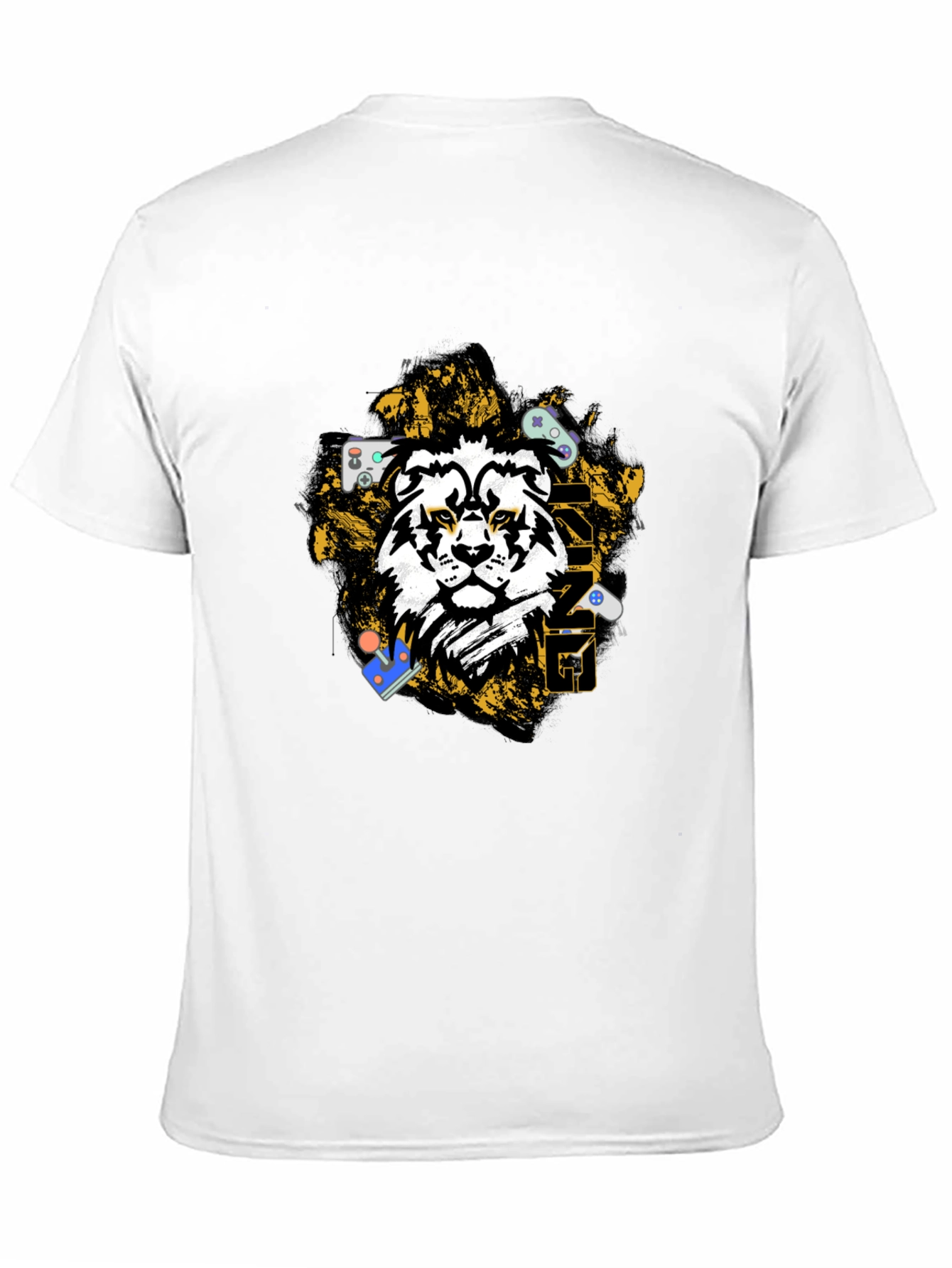 Gaming Lion Graphic T-Shirt - Black