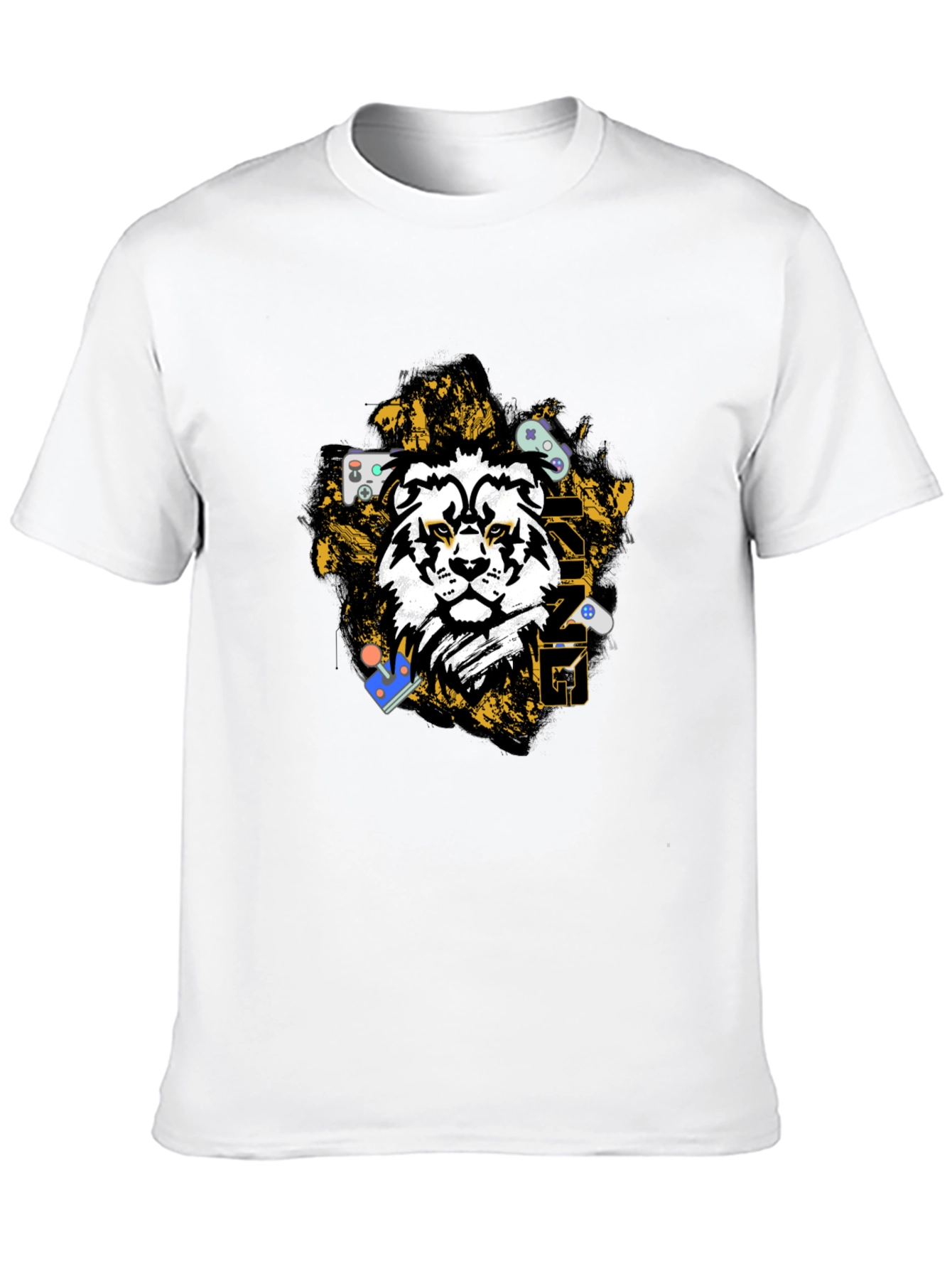 Gaming Lion Graphic T-Shirt - Black