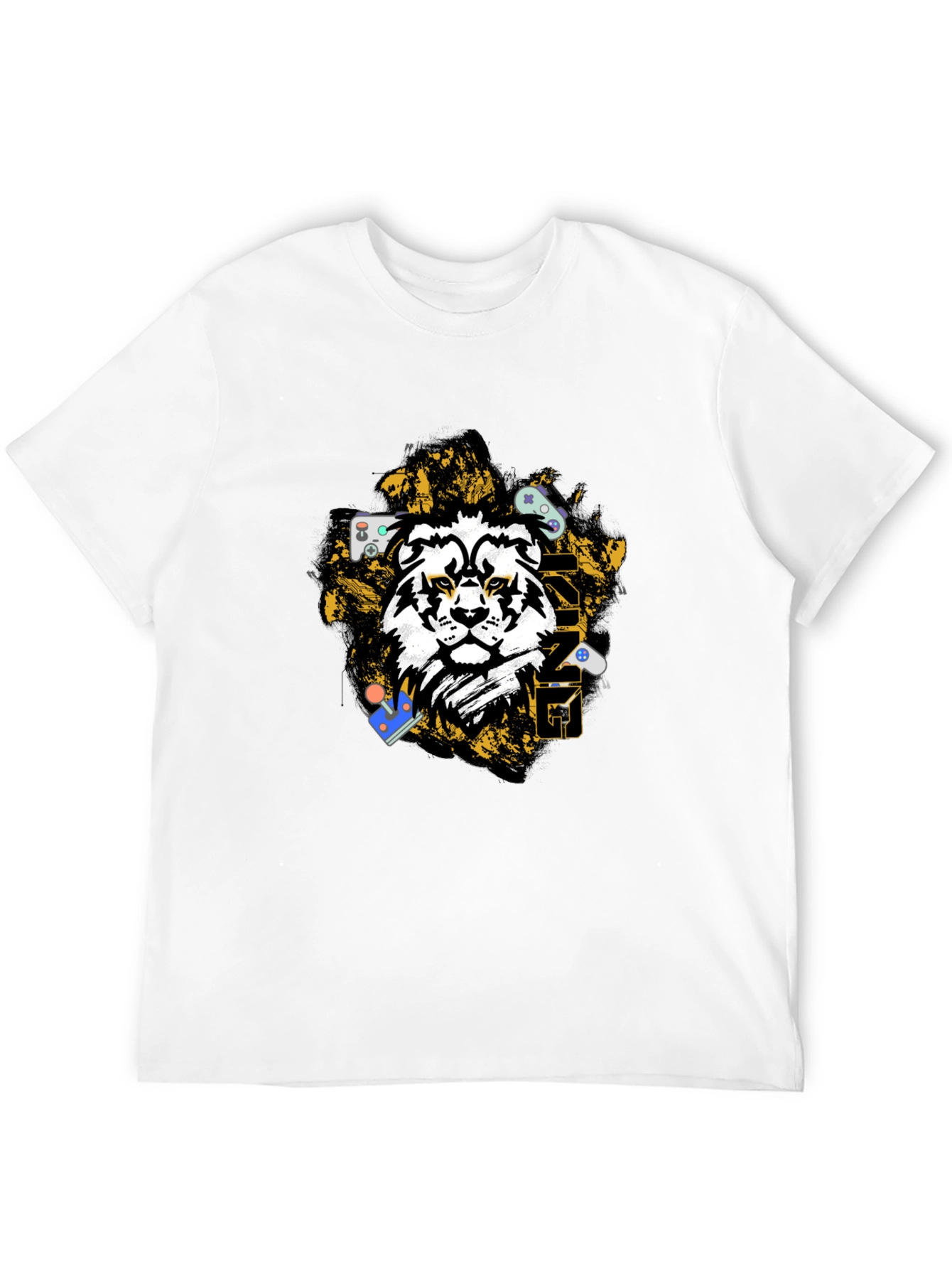 Gaming Lion Graphic T-Shirt - Black