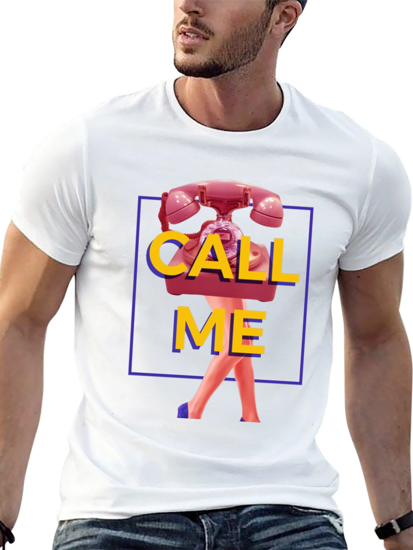 Call Me Graphic T-Shirt - Funky Retro Design