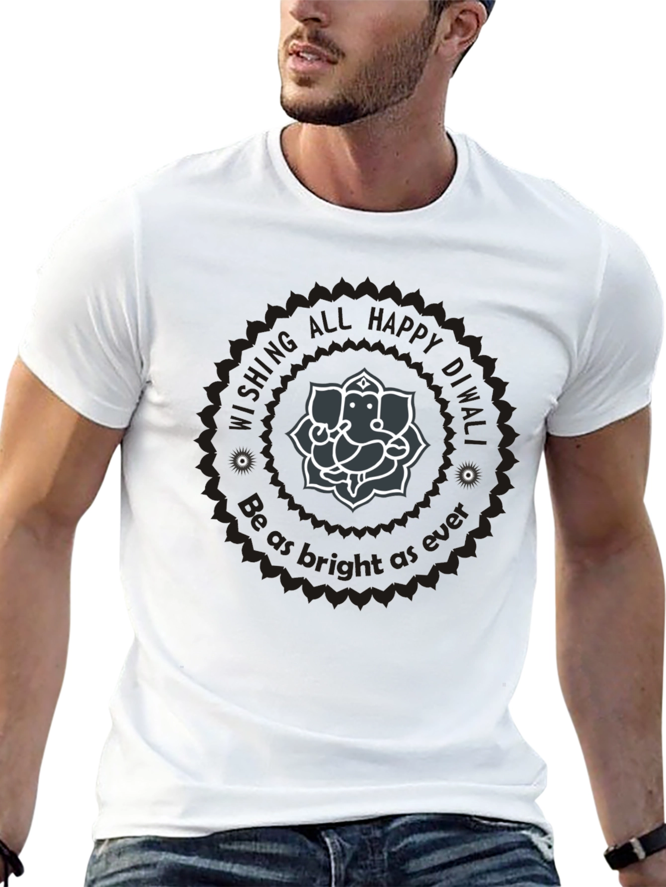 Diwali Ganesha Graphic Tee - Wishing All Happy Diwali