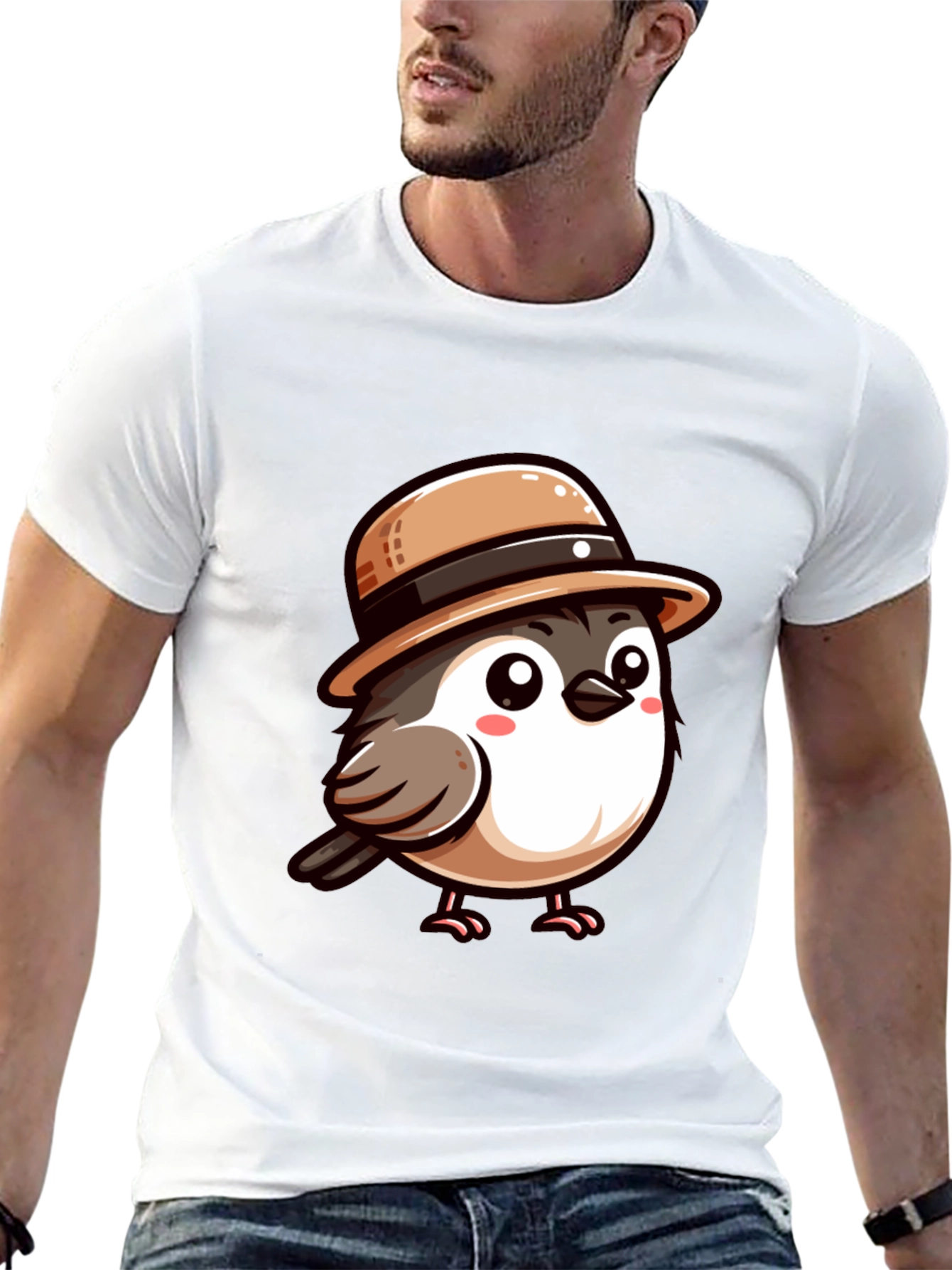 Cute Bird with Hat Graphic Tee