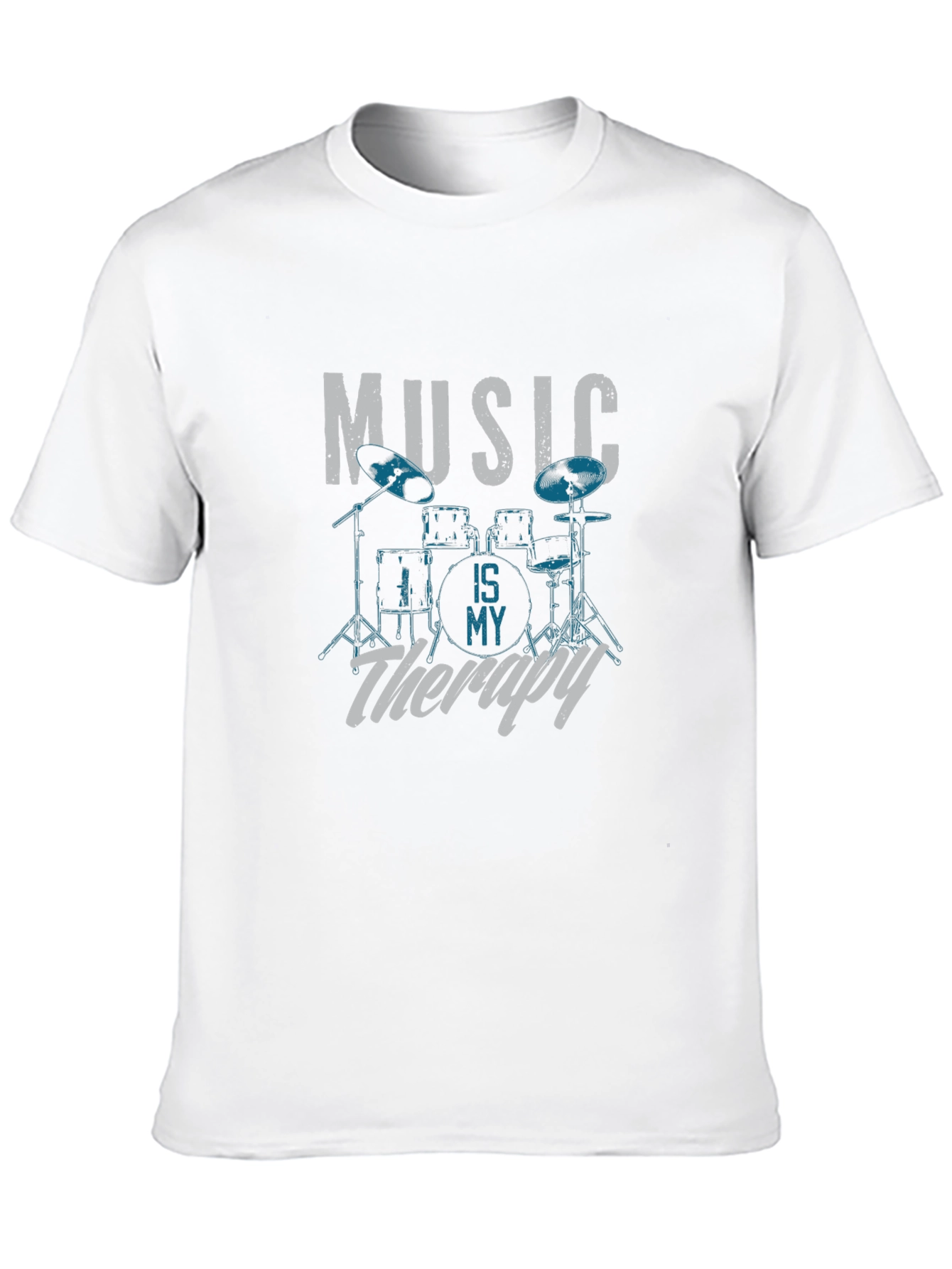 Music Is My Therapy Drum Set Graphic T-Shirt
