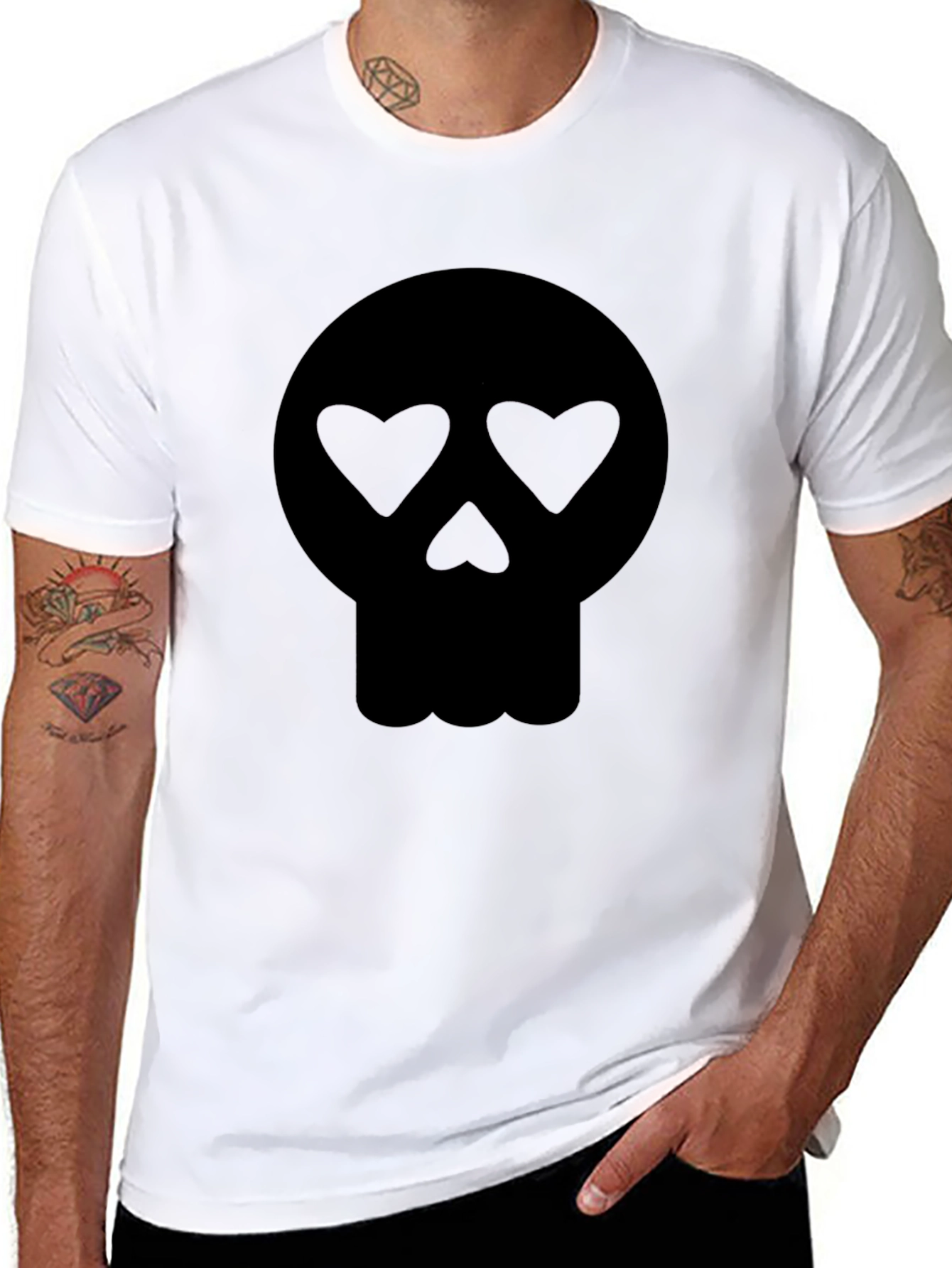 Heart Eyes Skull Graphic T-Shirt - Mens