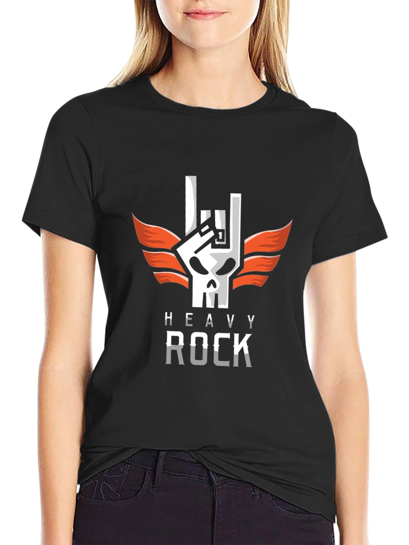 Heavy Rock Skull Graphic Tee - Black