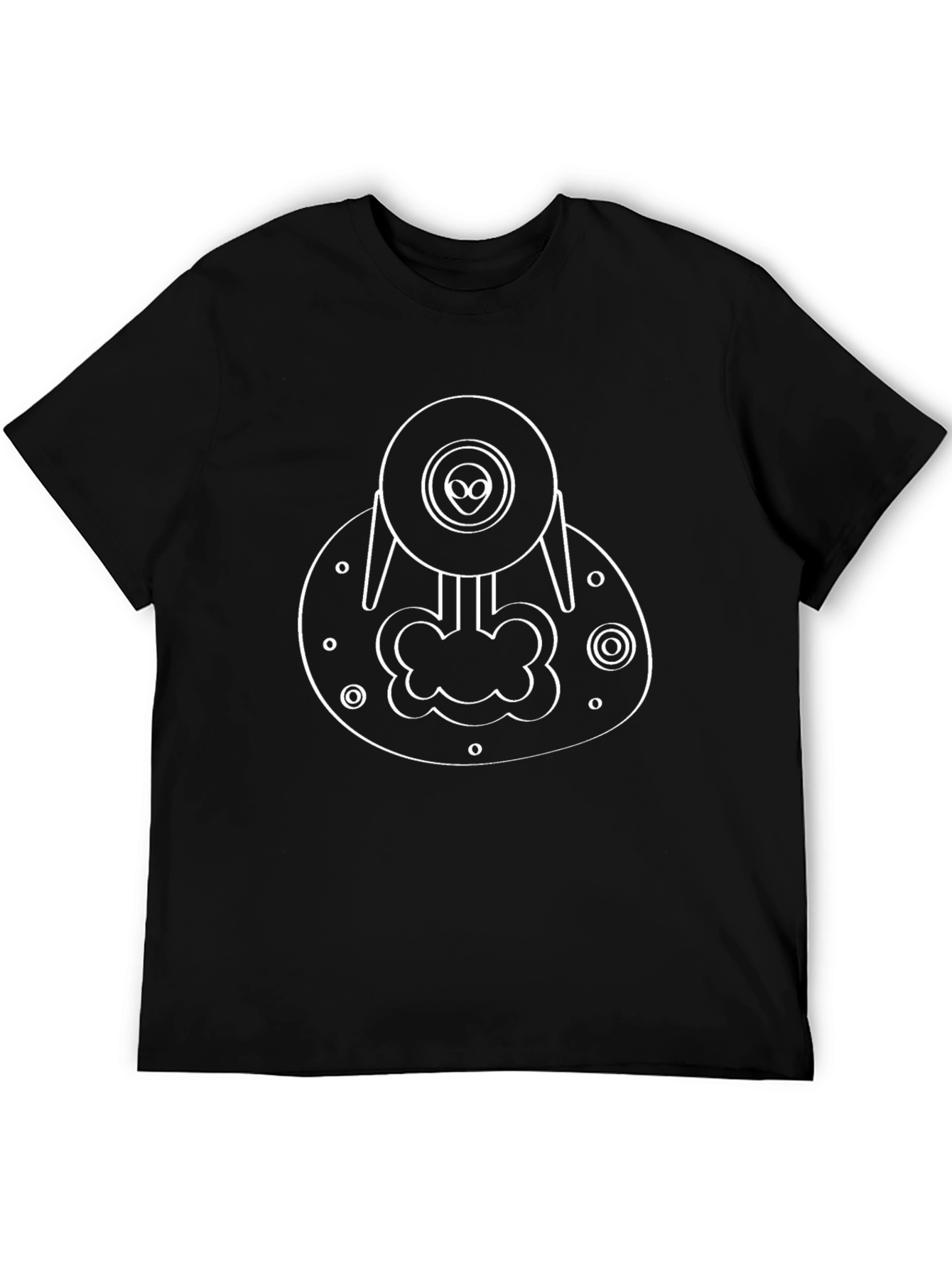 Alien Spaceship Graphic Black T-Shirt