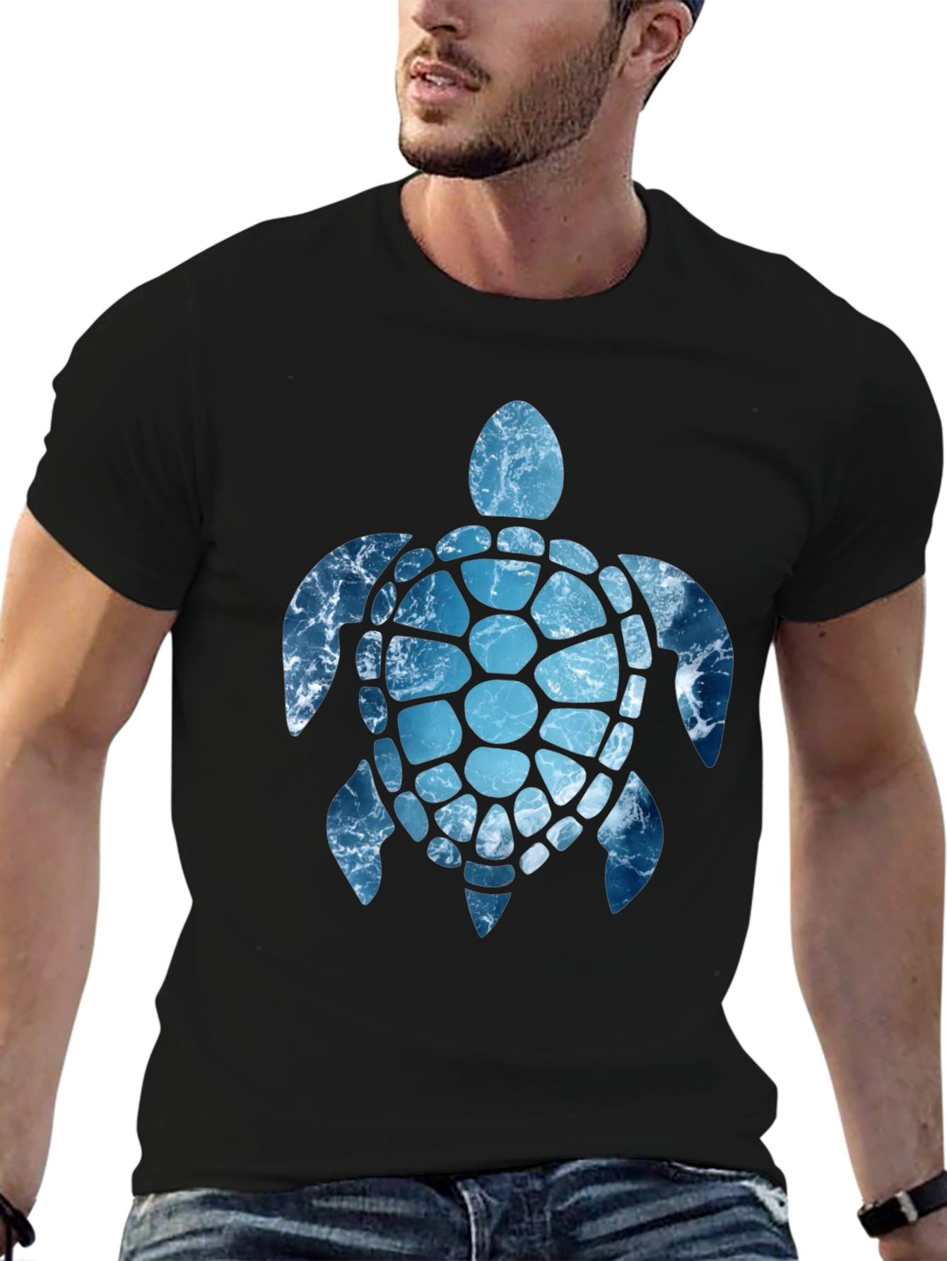 Ocean Wave Turtle Graphic Tee - Black