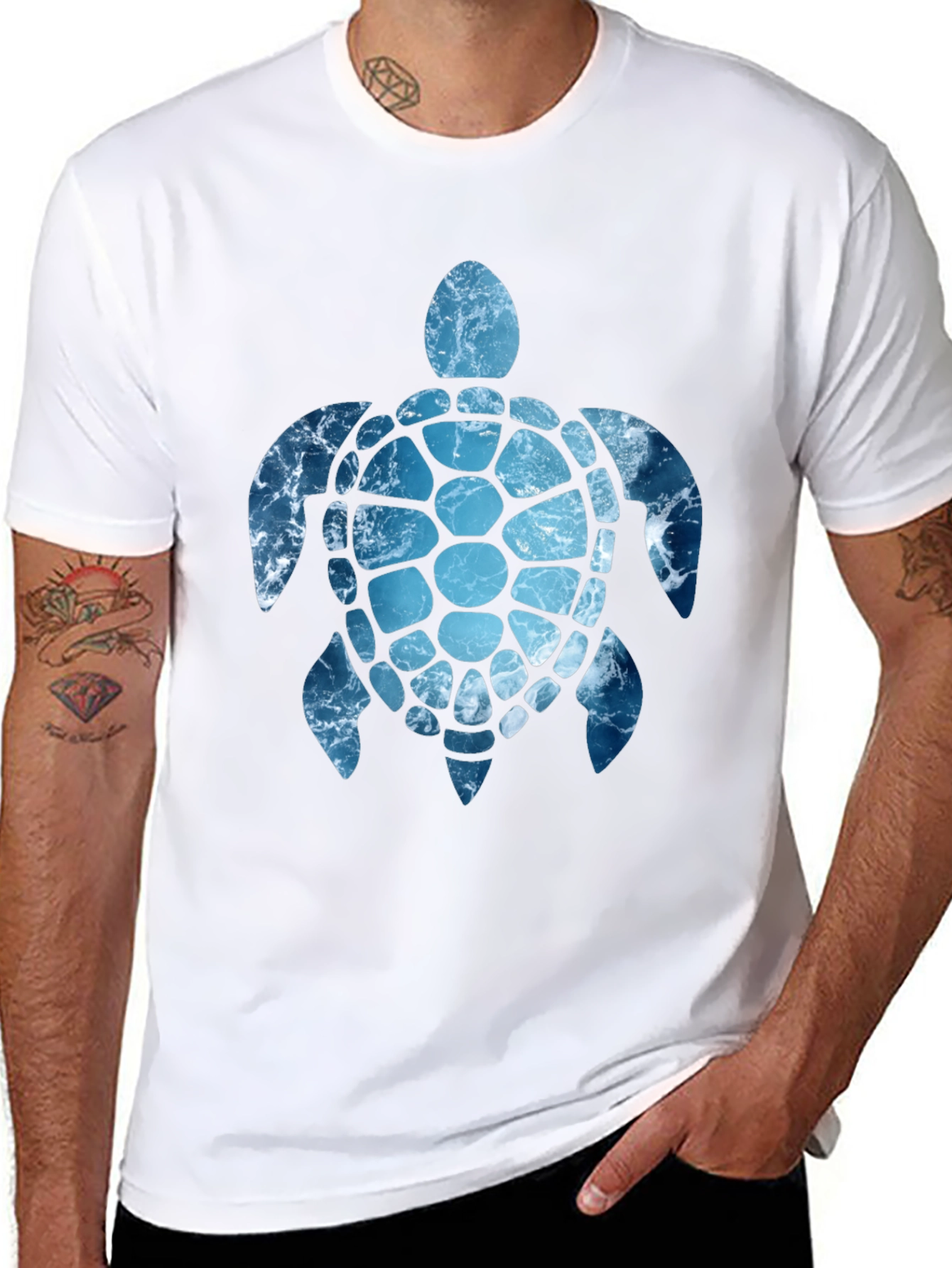 Ocean Wave Turtle Graphic Tee - Black