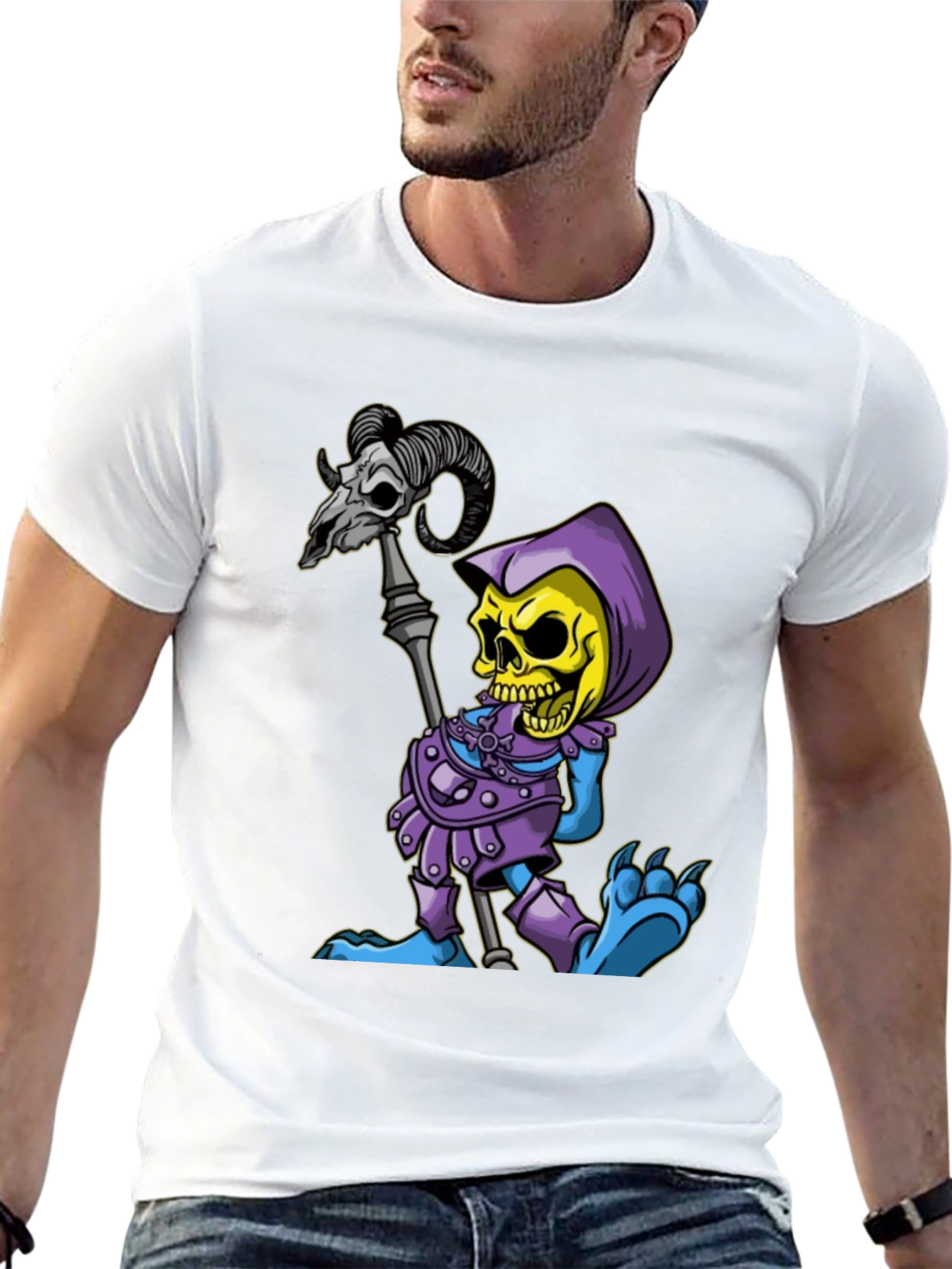 Skeletor Cartoon Graphic Black T-Shirt