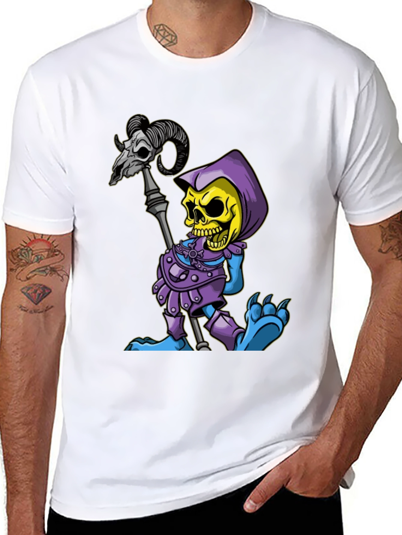 Skeletor Cartoon Graphic Black T-Shirt