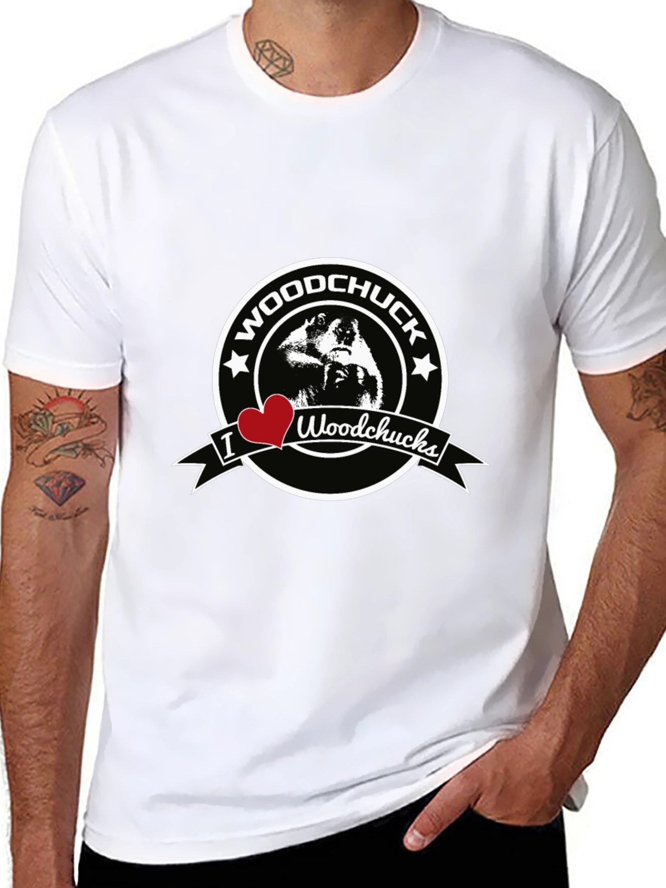 I Heart Woodchucks Mens Black T-Shirt
