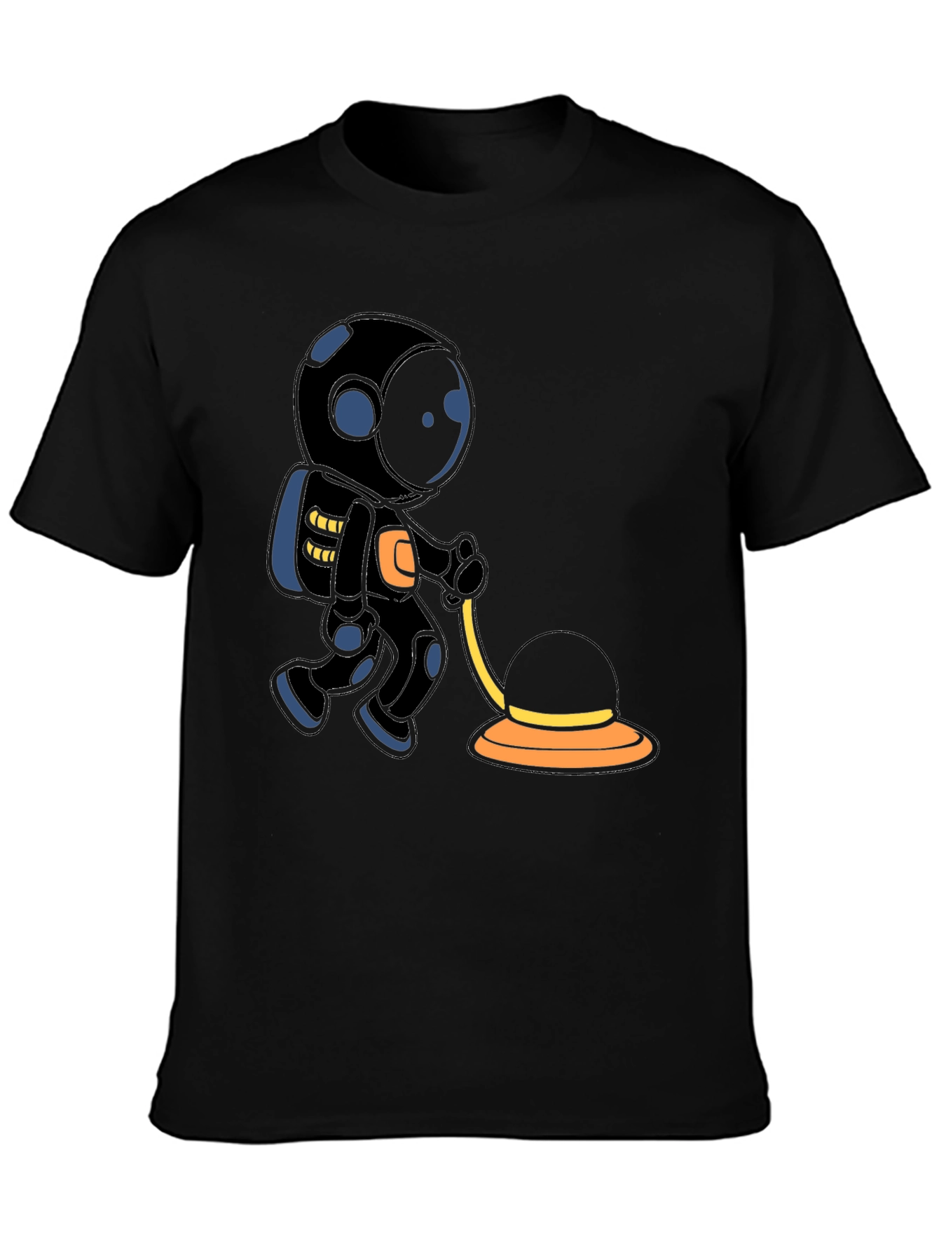Astronaut Cartoon Graphic T-Shirt - Black