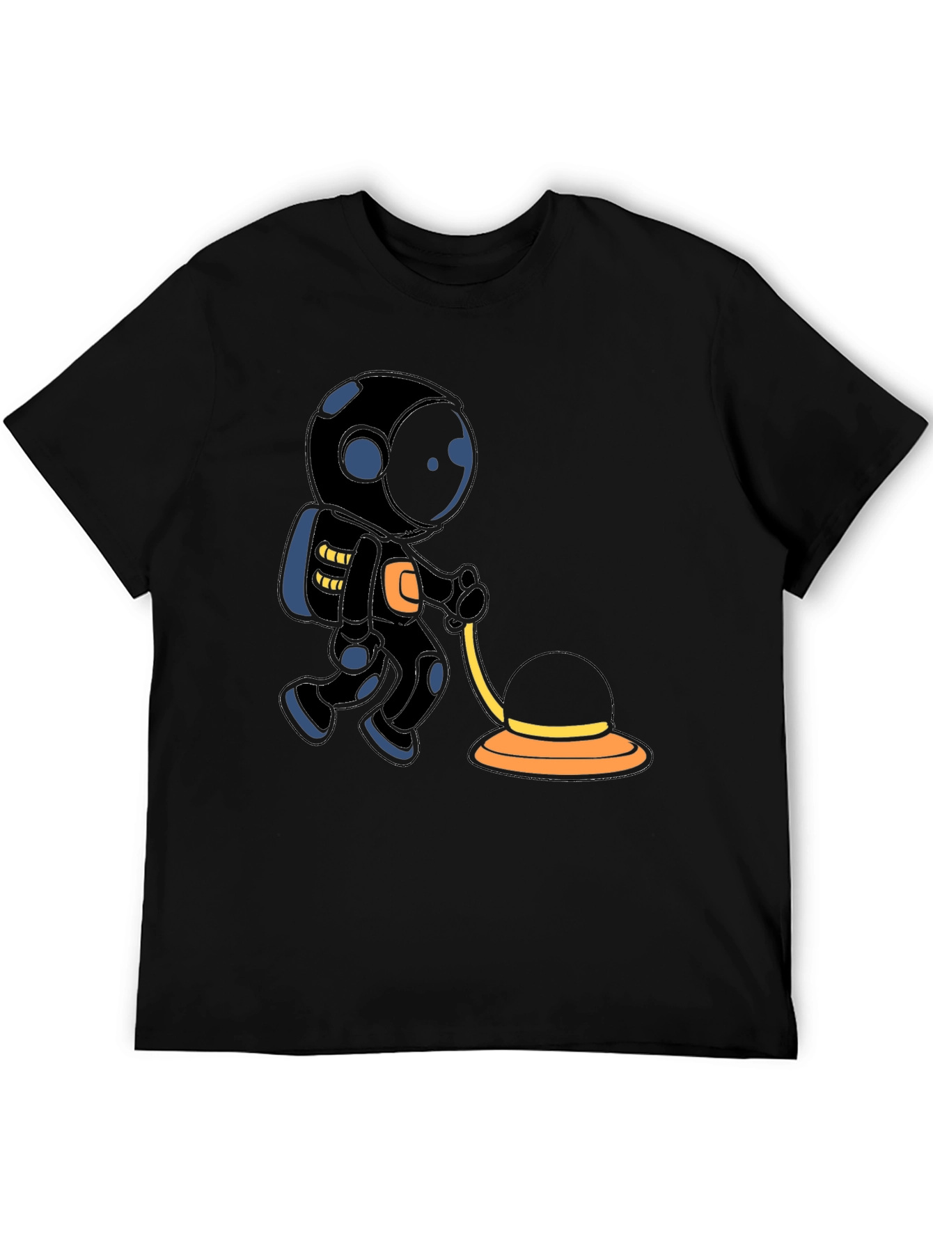 Astronaut Cartoon Graphic T-Shirt - Black